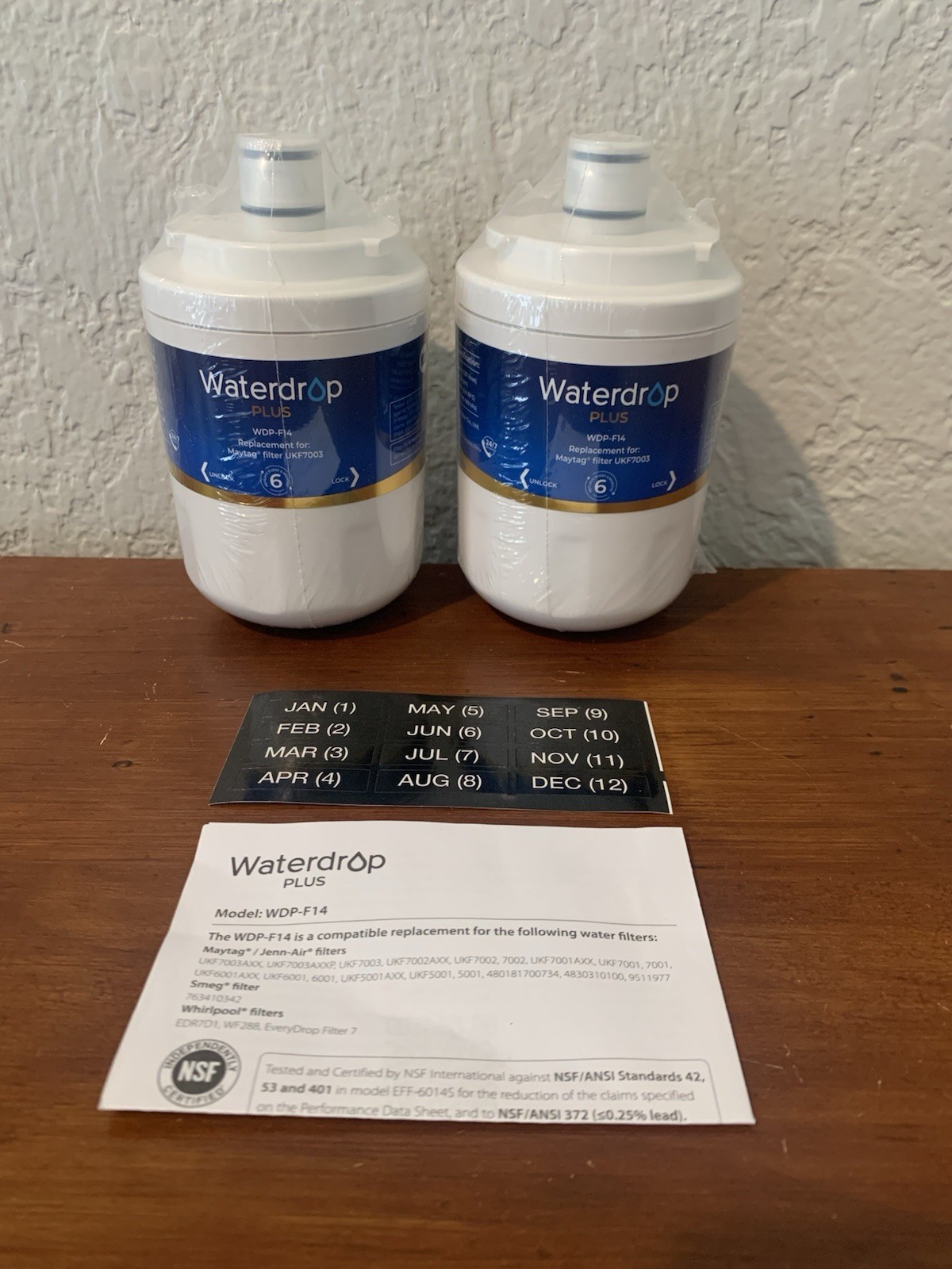 Two (2) Waterdrop Plus WDP-F14 Water Filter New Pack of 2 (Replaces UKF7003)