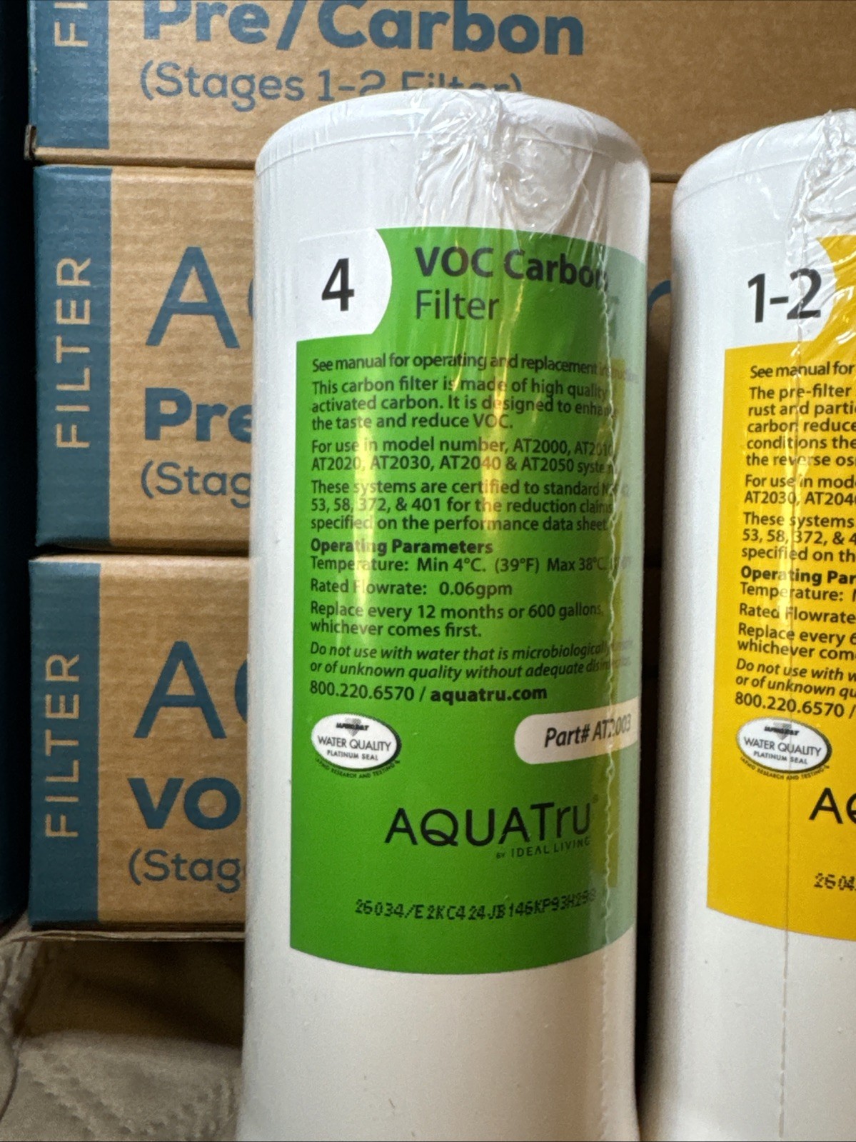 AquaTru 1-Yr Filter Combo Pack 2 Pre/Carbon Stage 1-2 & 1 VOC Carbon Stg4 Filter