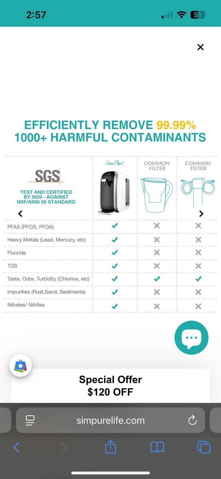 SimPure Water Filtration System – Y7T Series Water Filter NEW In Box