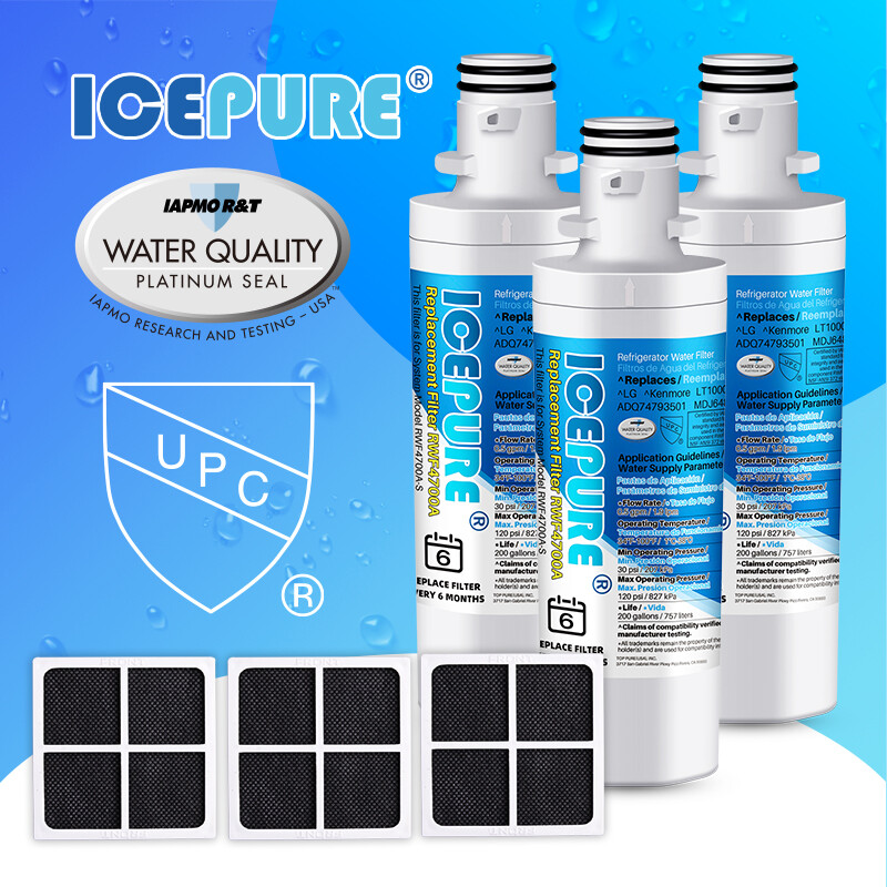 Fit For LRFVS3006S LG LT1000P LFCS27596S Water Air Filter 3 PACK Icepure