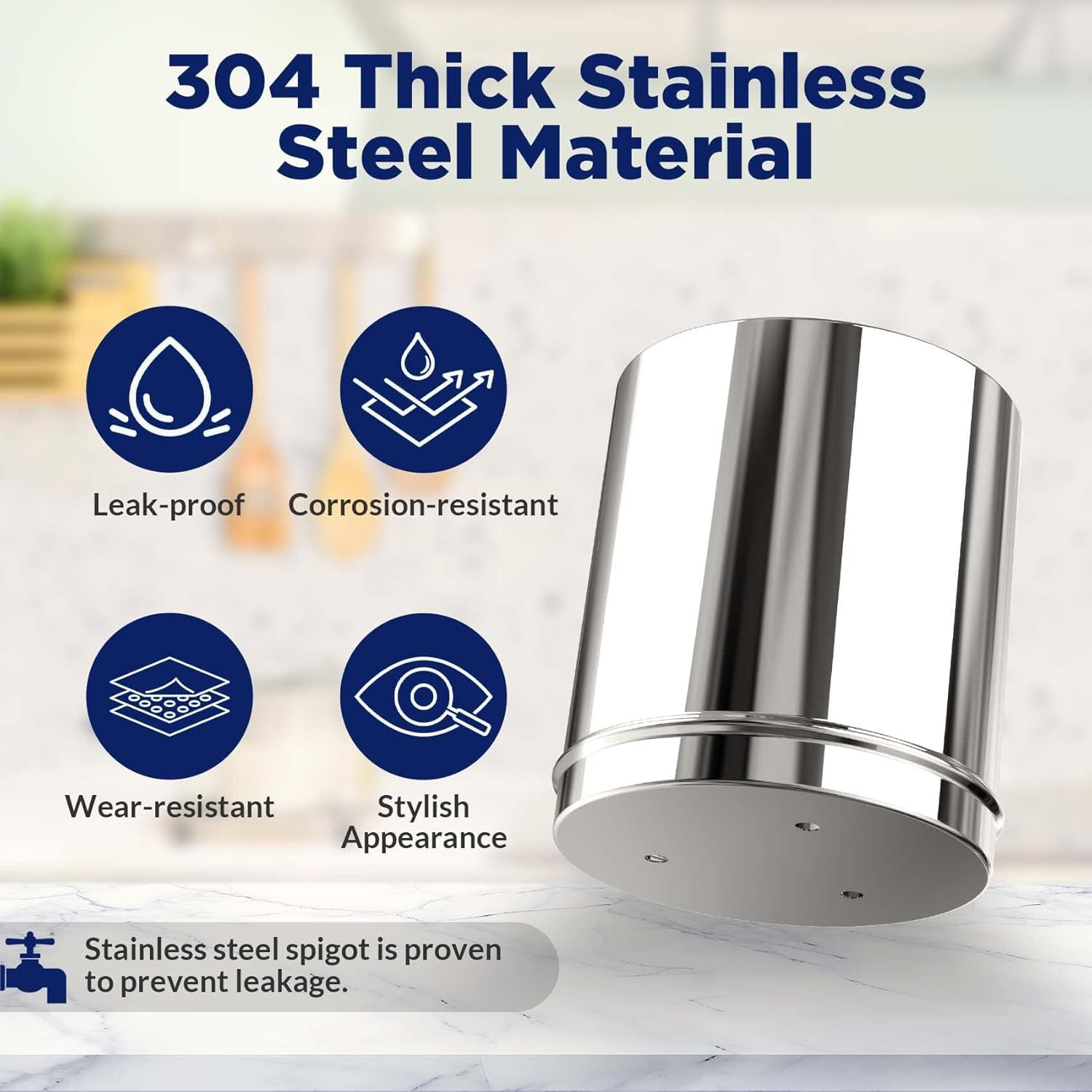Stainless Steel 2.25G Gravity Water Filter System for Home & Camping