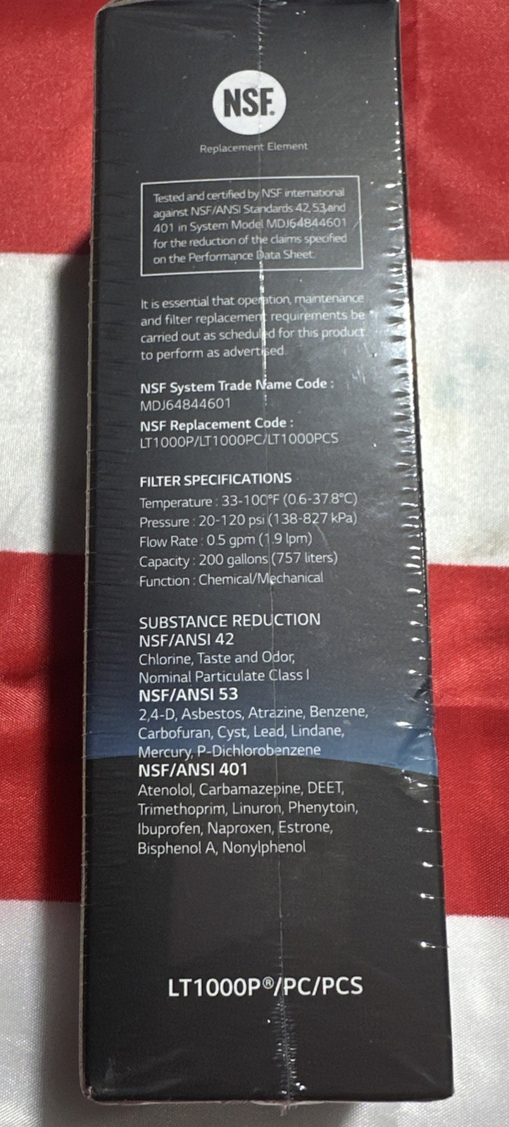 Genuine LG Water Filter Replacement Cartridge LT1000P/PC/PCS New and Sealed