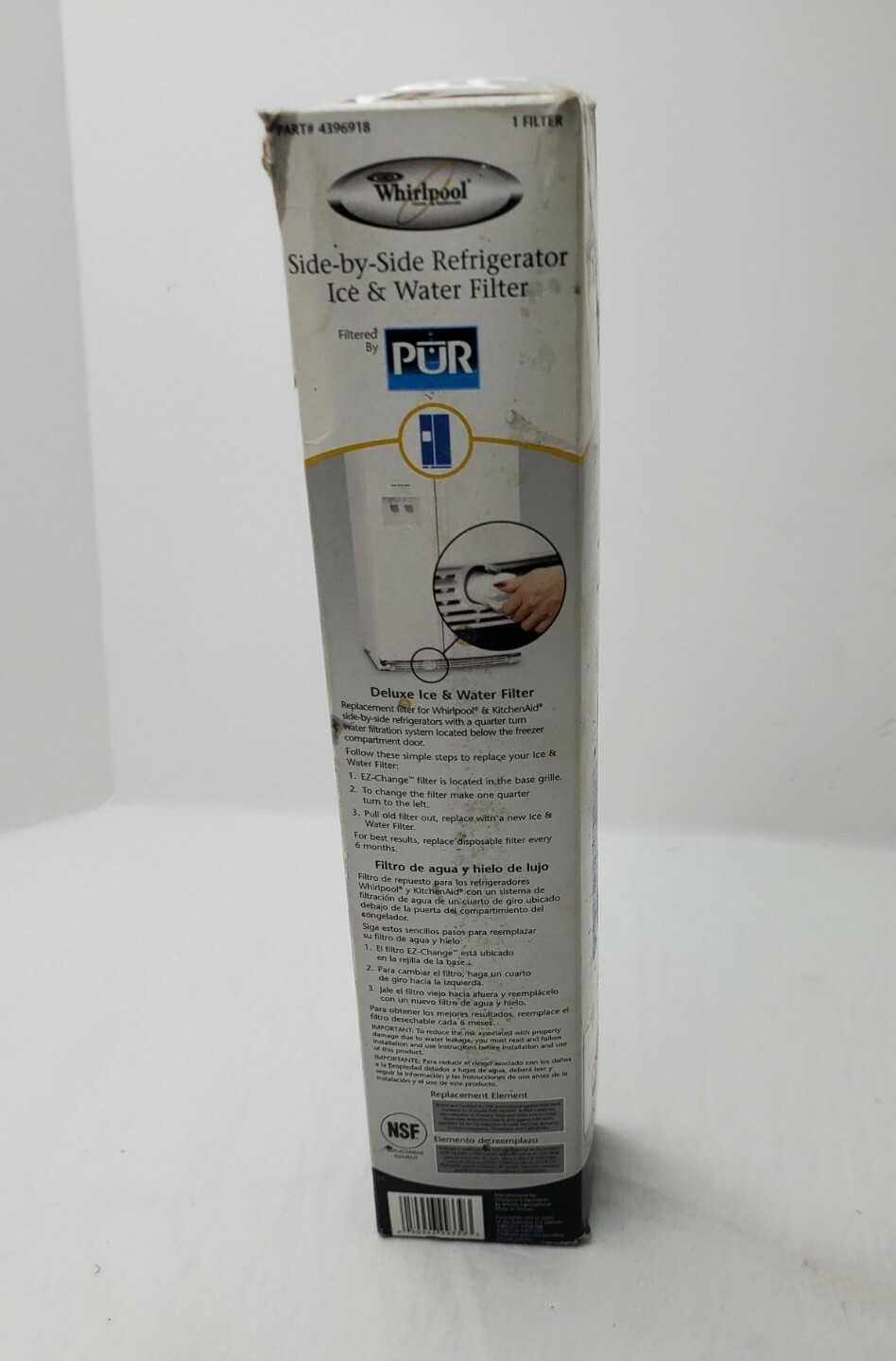 Whirlpool Genuine PUR OEM Side by Side Refrigerator Ice & Water Filter 4396918