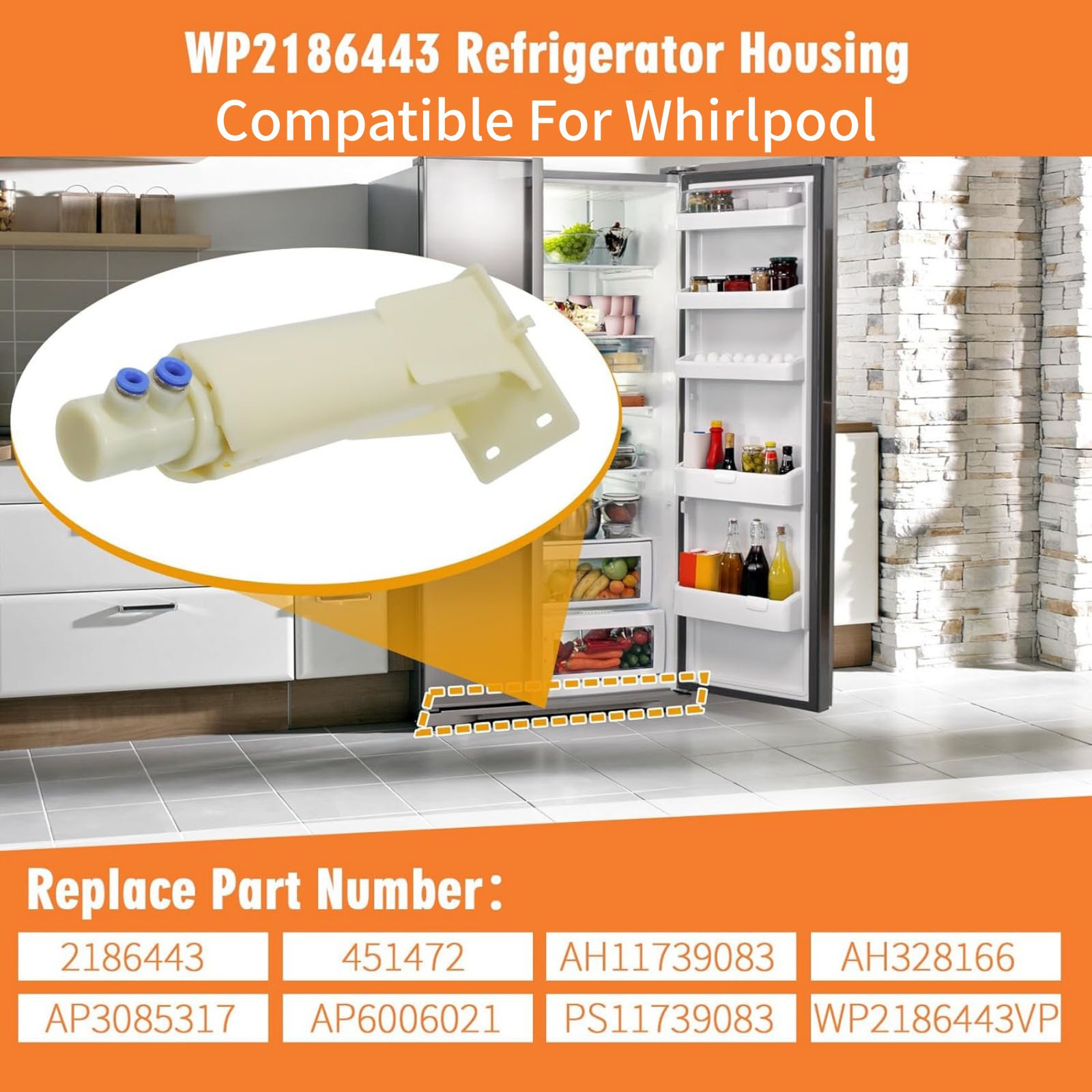 WP2186443 Refrigerator Water Filter Housing For Kenmore Water Filter Connector