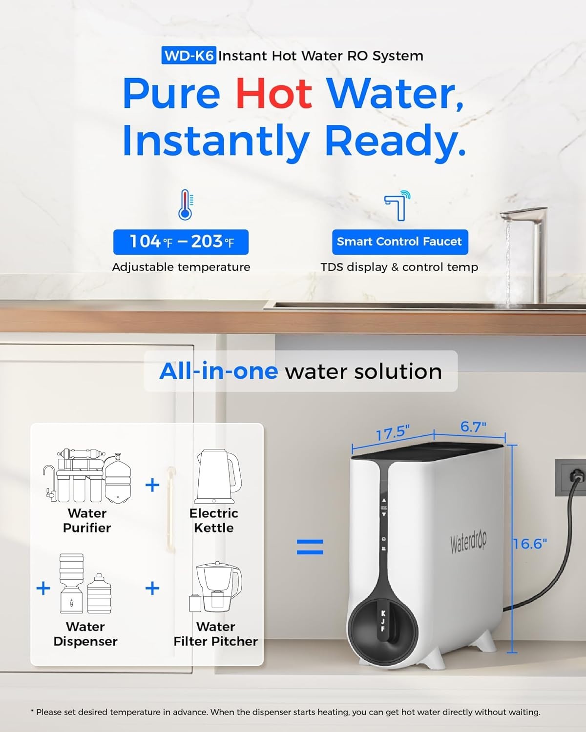 Waterdrop KJ600 Instant Hot Water Dispenser RO Systems-Certified Refurbished