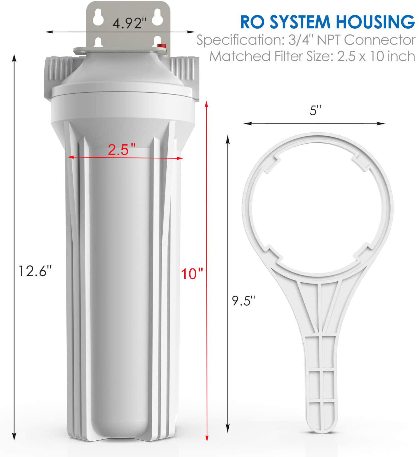 2 Pack 10 Inch Whole House Water Filter Housing for 10″ x 2.5″ Filters RO System