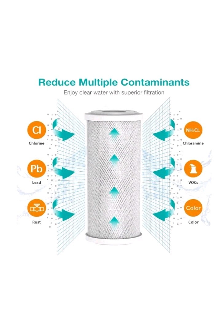 SimPure Whole House Water Filter Cartridges 5 Micron 10″ x 4.5″ CTO-F10B-5 2-pk