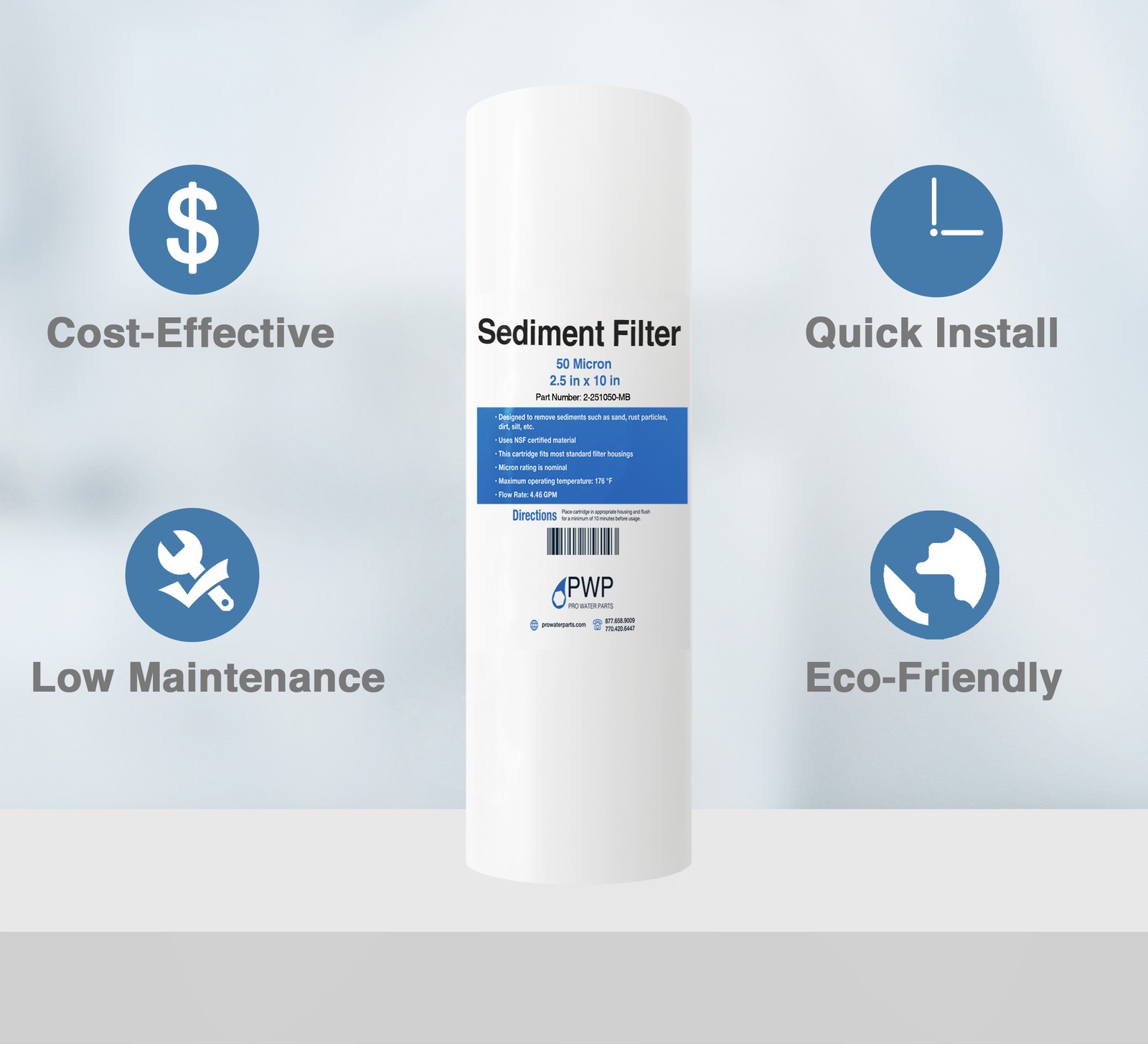 Sediment Melt Blown Water Filters 10×2.5″ Standard 50 Micron 25 Pack
