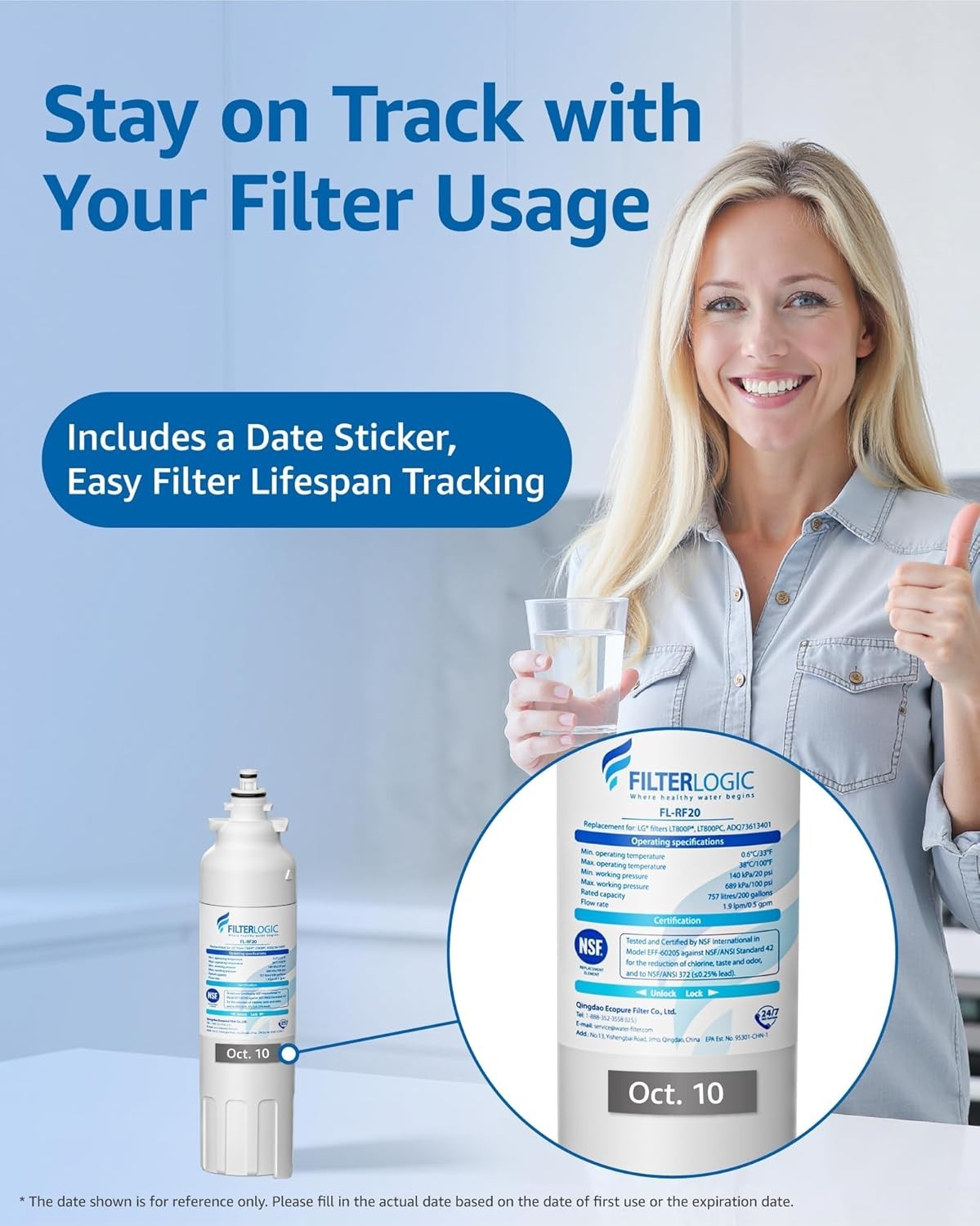Refrigerator Water Filter Replacement for LG LSXS26326S ADQ73613401 Pack of 3