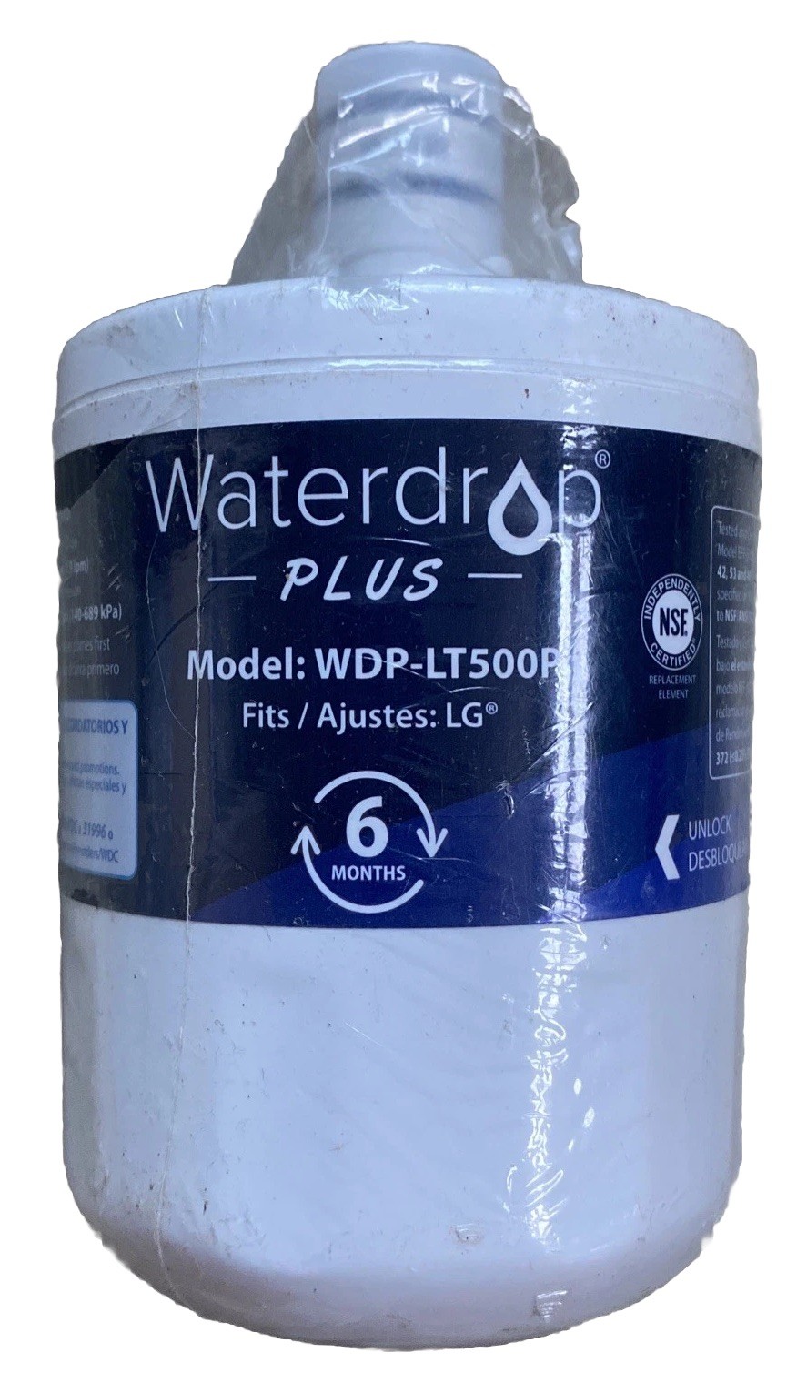 Waterdrop Plus Water Filter Model WDP-LT500P Fits LG 6 Months New Sealed
