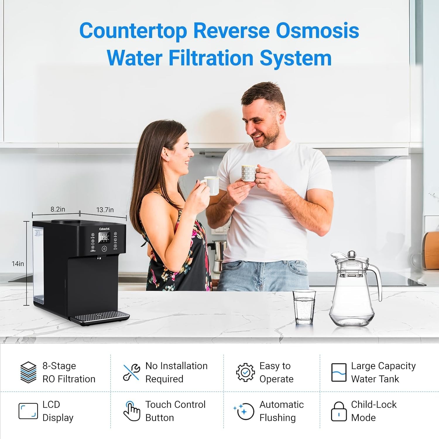 Countertop Reverse Osmosis Water Filter System, 8 Stage RO Water Purifier, 4:…