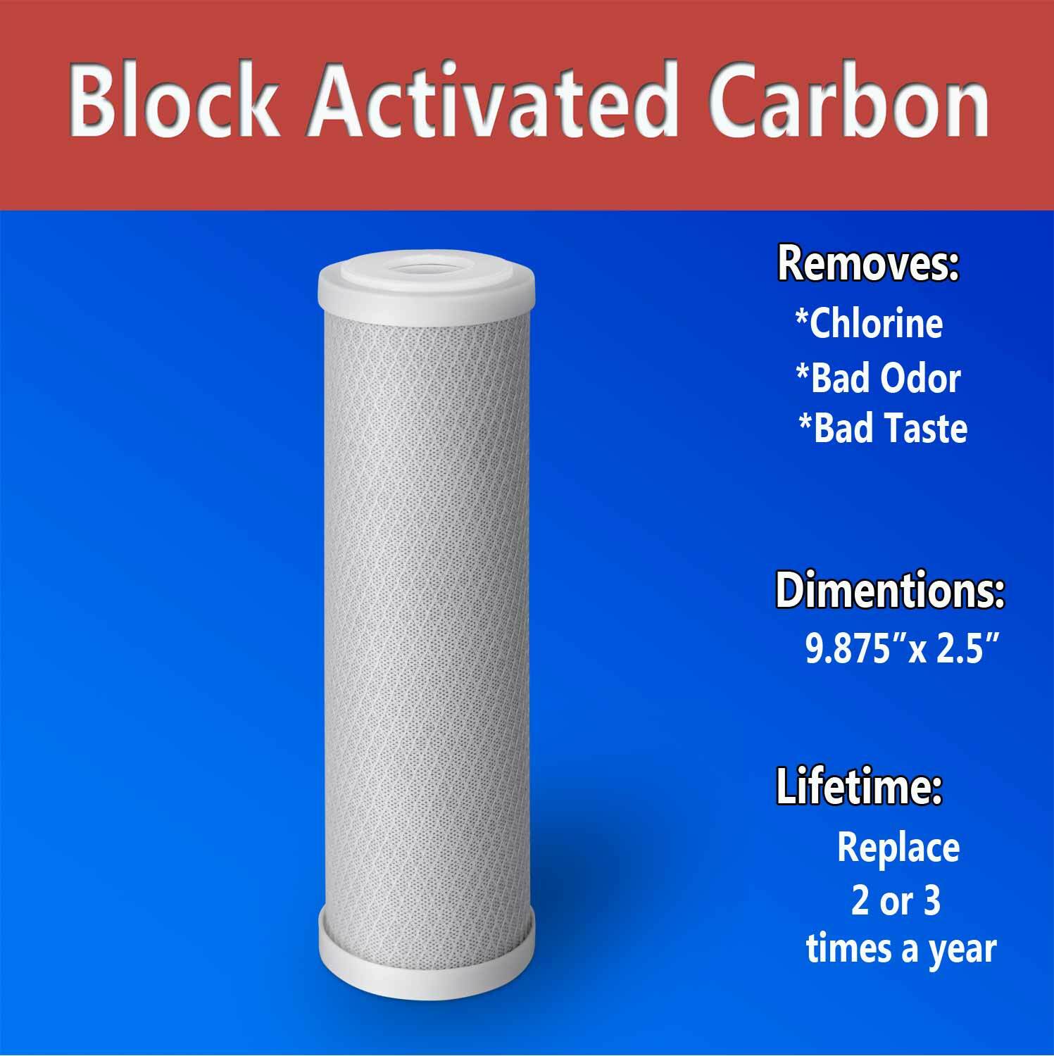 Standard Coconut Shell Block Carbon & Polypropylene Sediment 5 Micron 2.5″x 10″