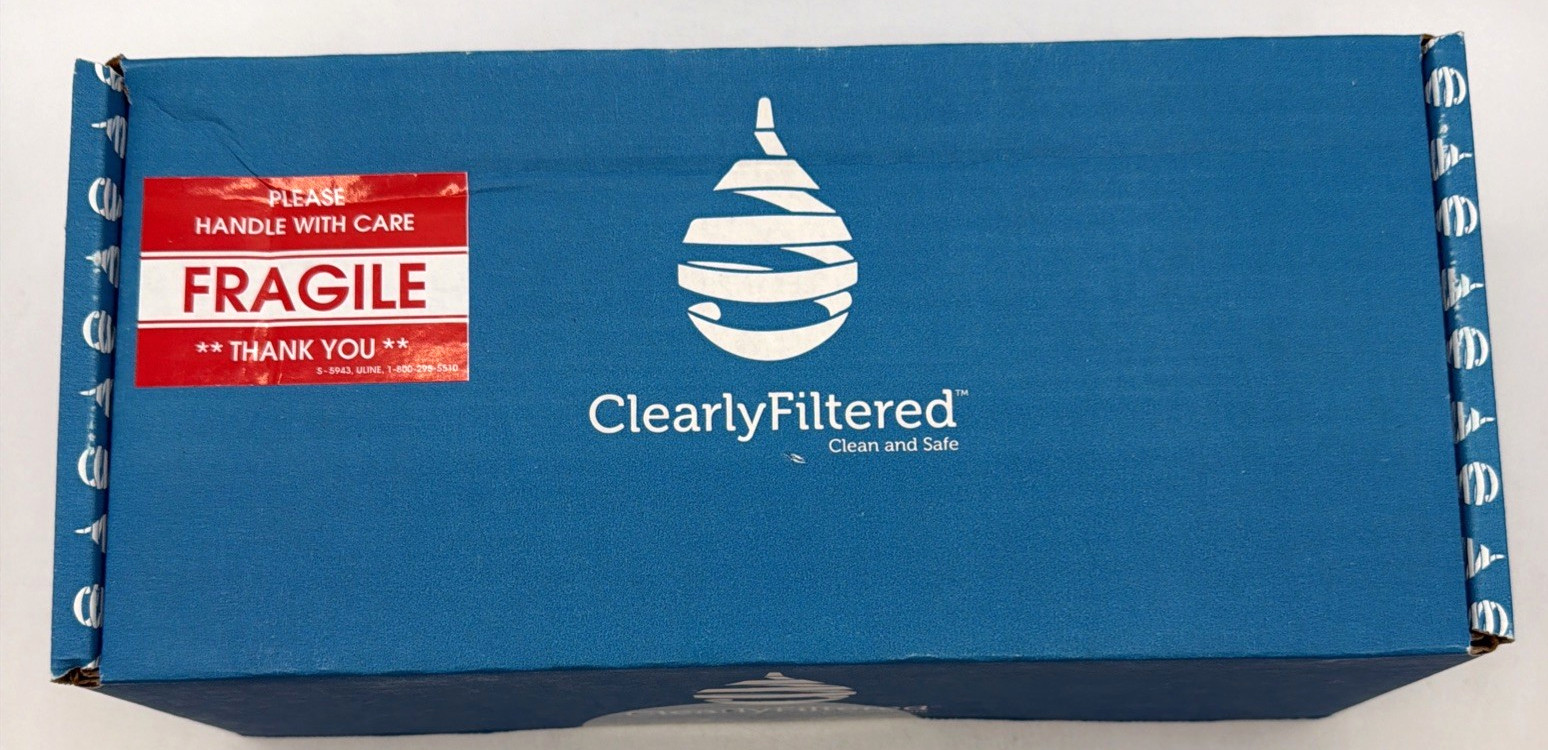 ClearlyFiltered Tritan 24 oz Water Filtration Bottle w/straw and filter open box