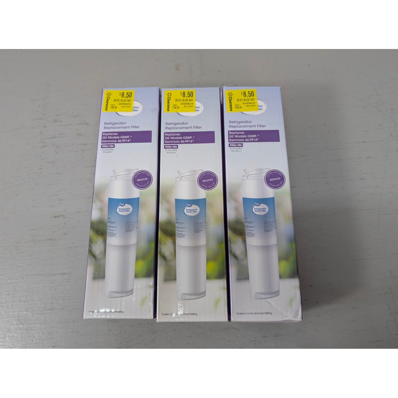3 Great Value Refrigerator Water Filter Replaces GE Model RPWF 6months 300 gal