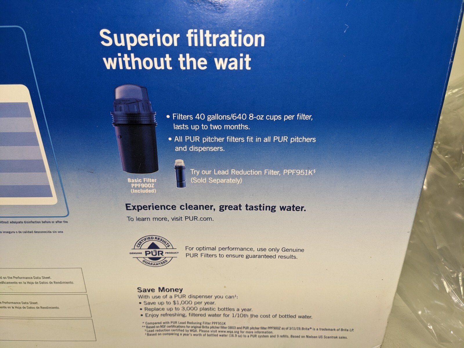 NEW PUR 30 Cup Water Dispenser Filtration System Blue/White DS1800Z (ZE)