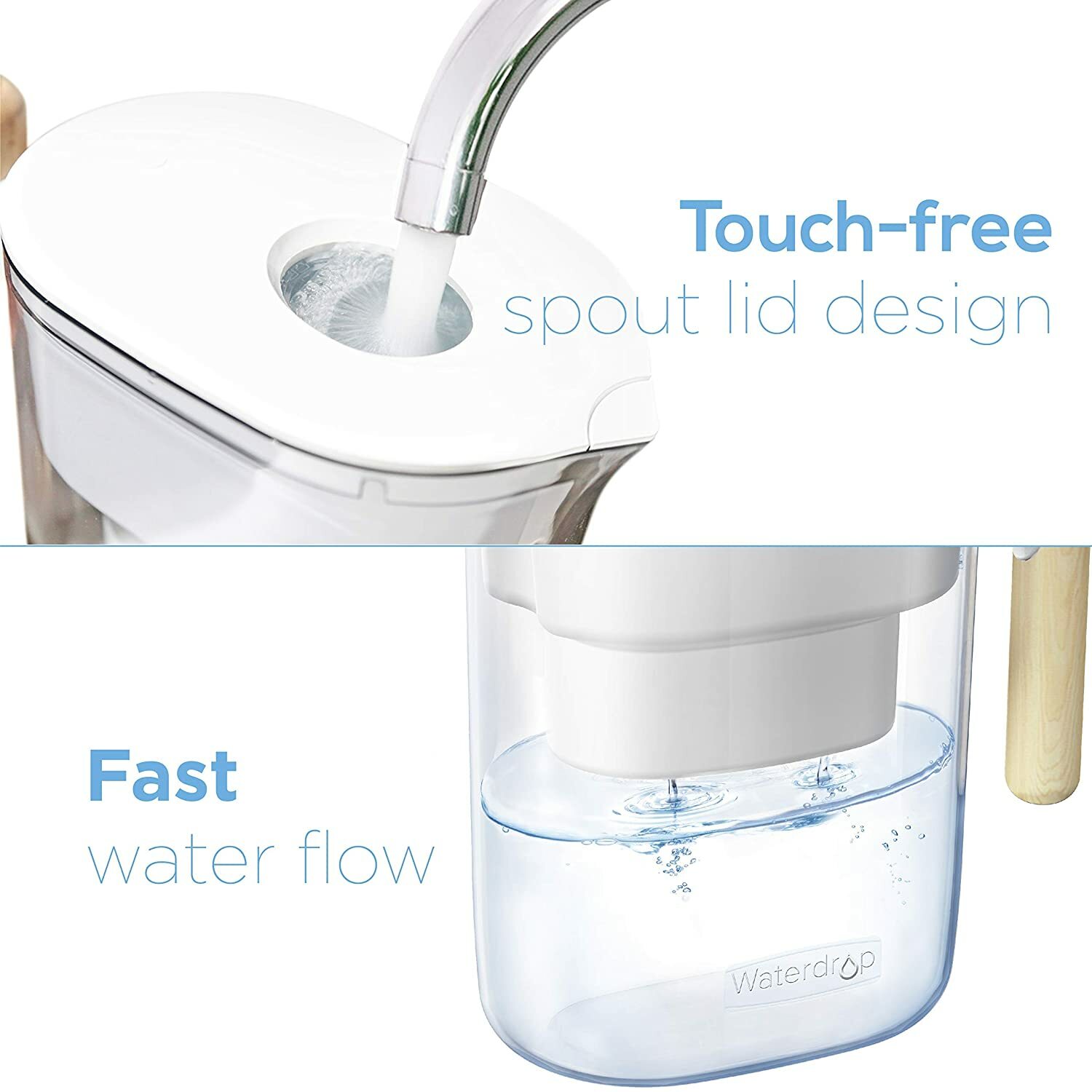 Waterdrop Chubby 10-Cup Water Filter Pitcher with 1 Filter, Long-Lasting 200 gal