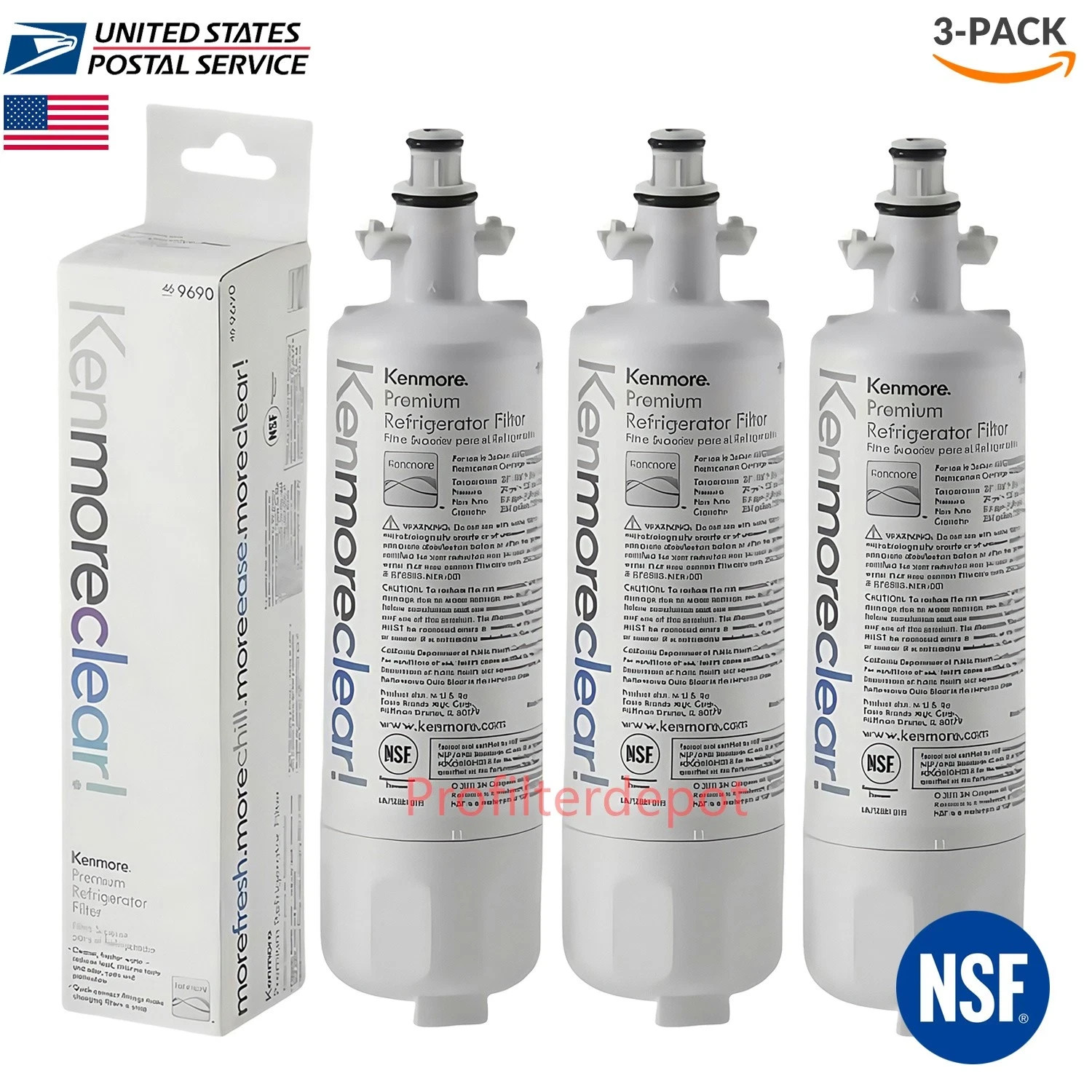 3 Pack Kenmore 9690 469690 Refrigerator Water Filter Fit LG LT700P