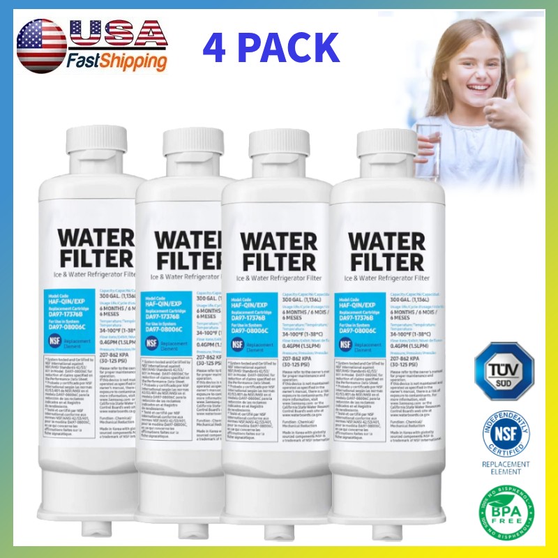 4 PACK For Samsung DA97-17376B HAF-QIN/EXP REFRIGERATOR Water Filter