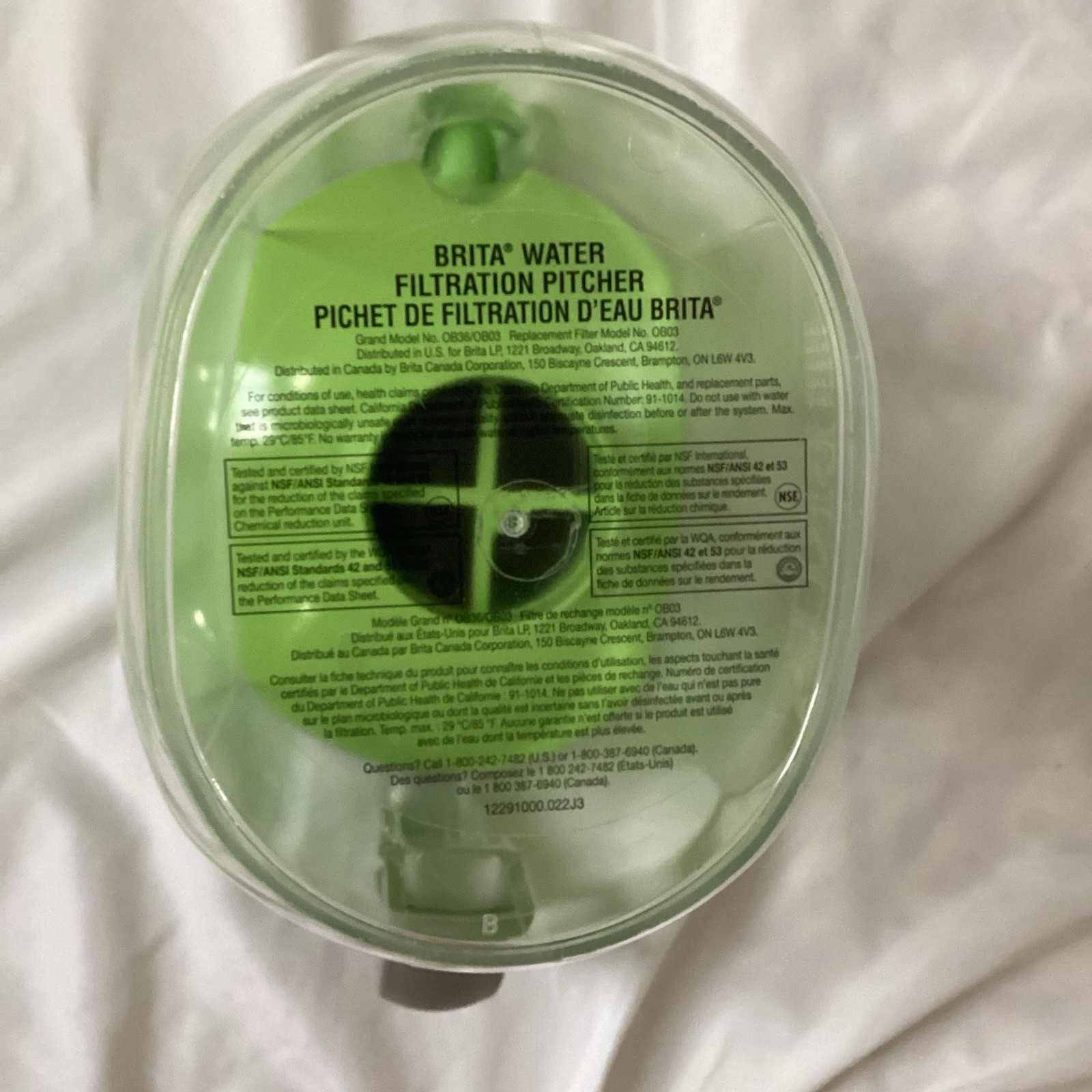 Brita Grand Water Filtration 10 Cup Green Top Water Pitcher Model OB36