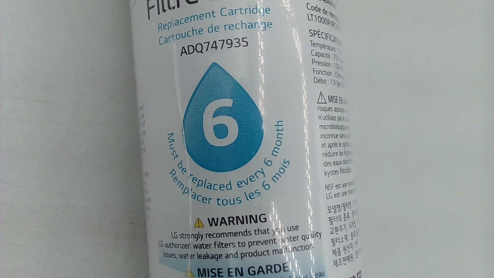 LG LT1000P2 6-Month / 200 Gallon Refrigerator Replacement Water Filter