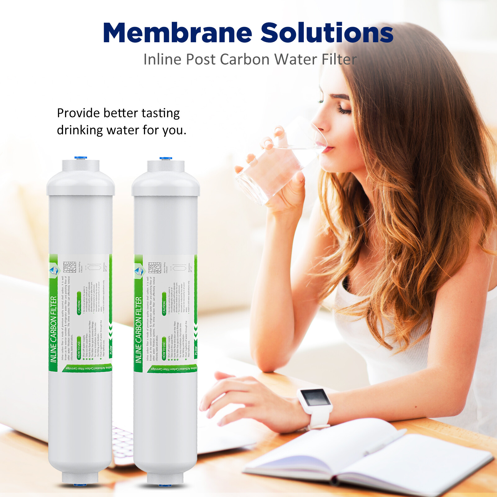 1-100PCS 10″x2″ T33 Inline Post Carbon Fridge Water Filter 1/4″ Quick Connection