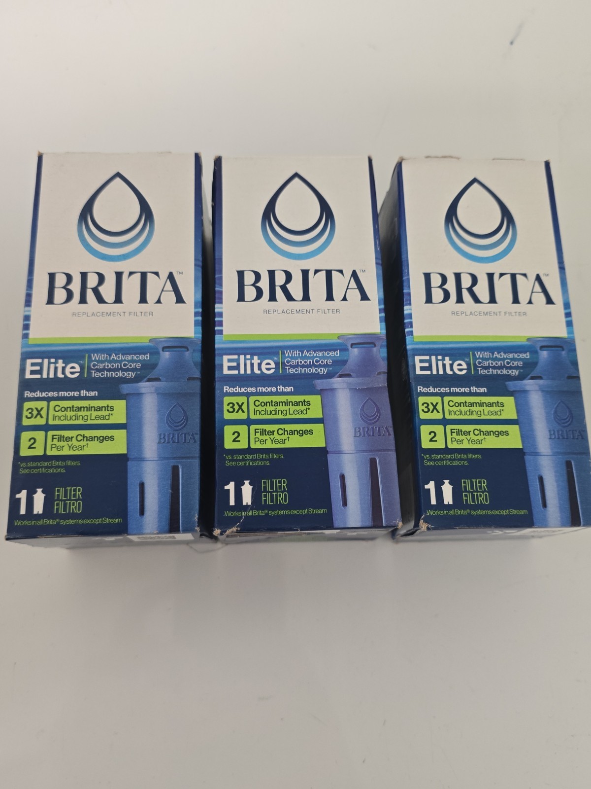 3-Pack Brita Elite Carbon Core Replacement Filter New