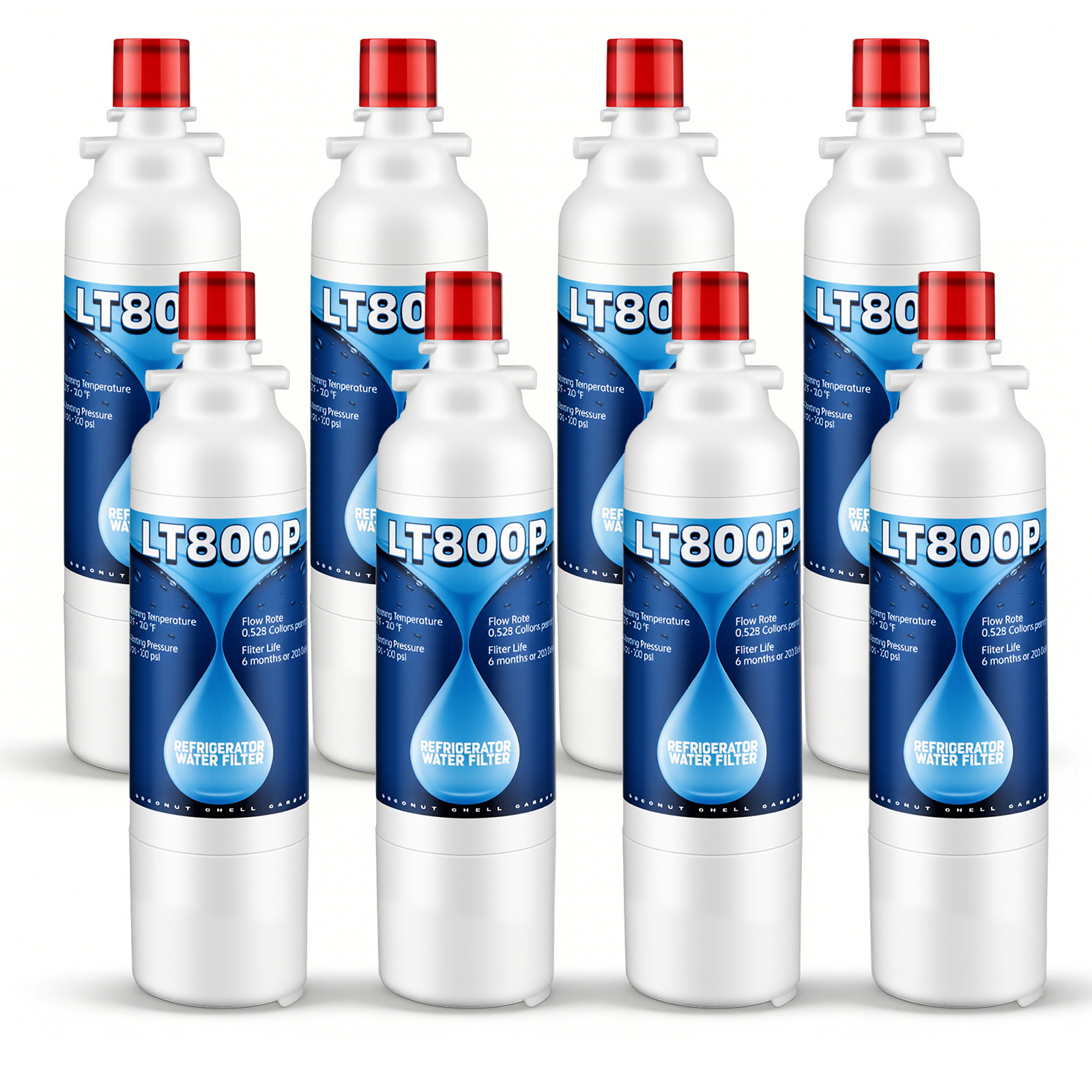 8 Pack ADQ73613401 Refrigerator Water Filter fit for LG LT800P, LT800PC, 46-9490