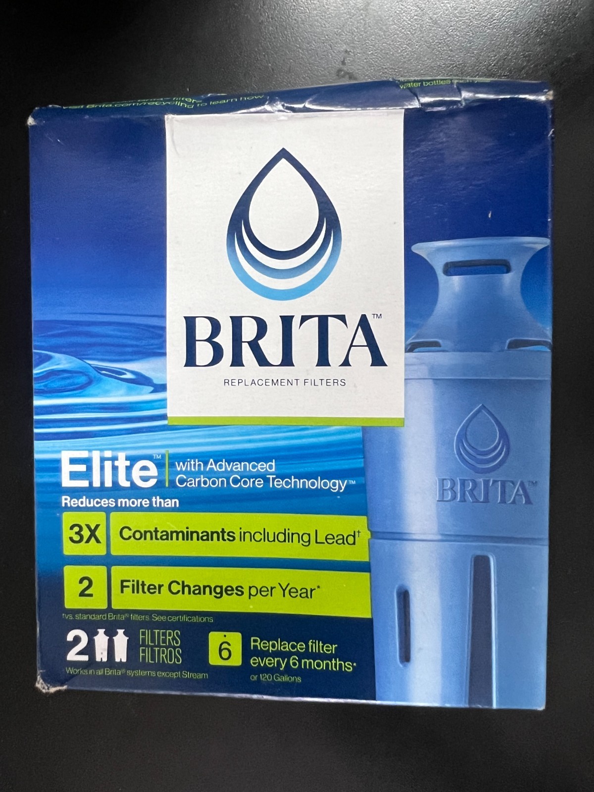 Brita Elite Longlast Replacement Filters for Pitchers Dispensers 2 Count 2442