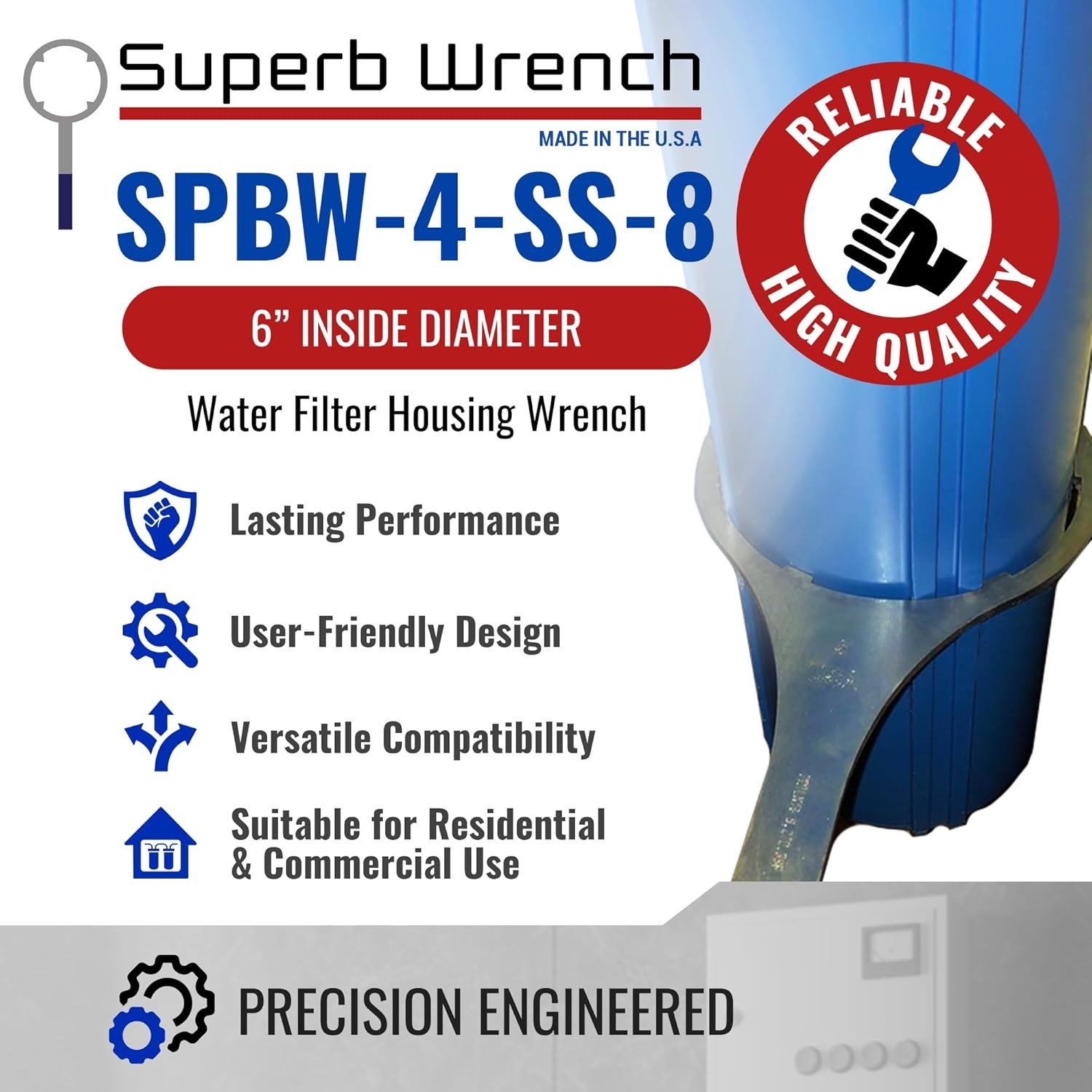 Durable 6 In Water Filter Housing Wrench Compatible with American Plumber