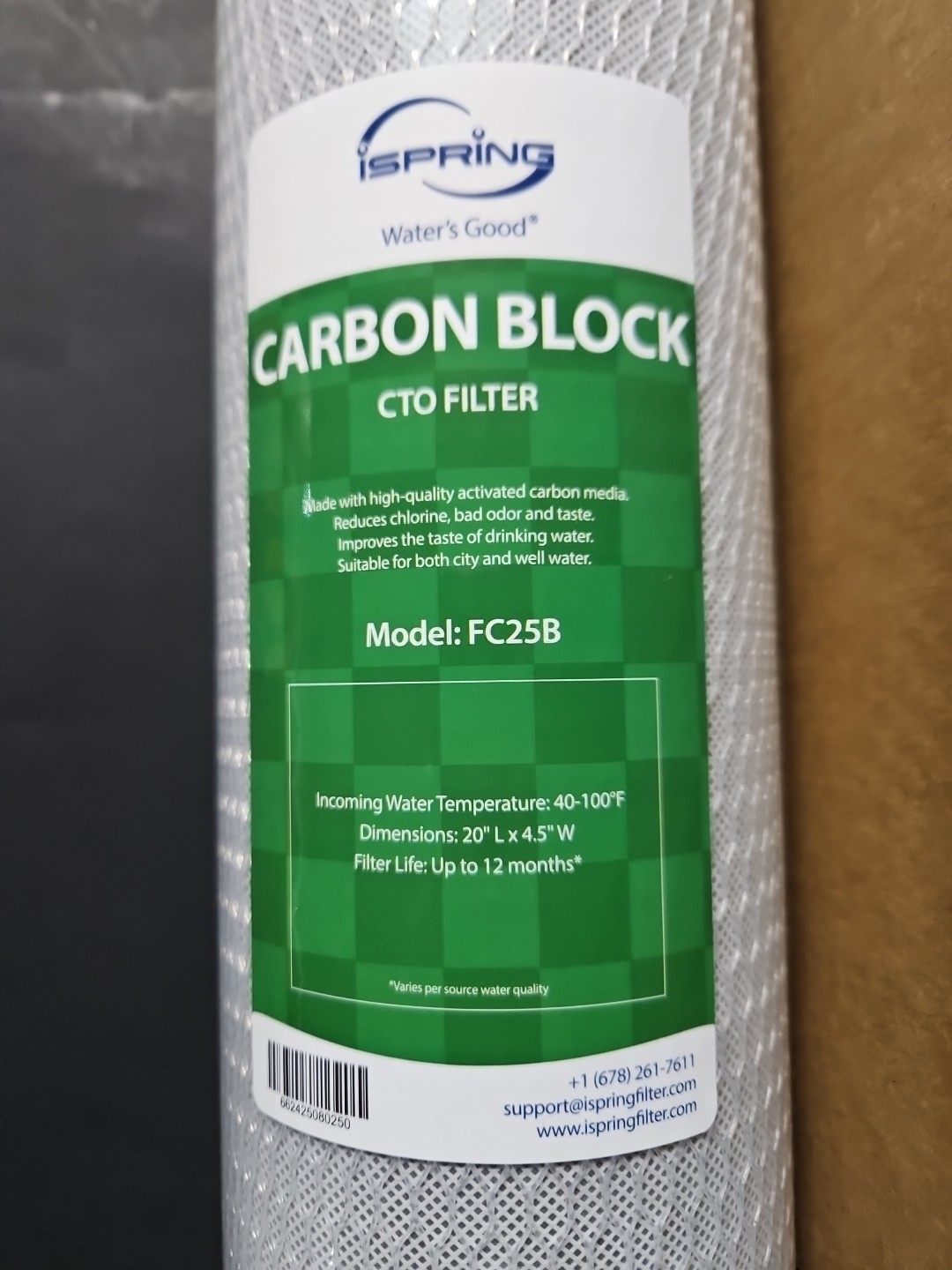iSpring FC25B Whole House Water Filter, CTO Carbon 1 Count (Pack of 1), Gray