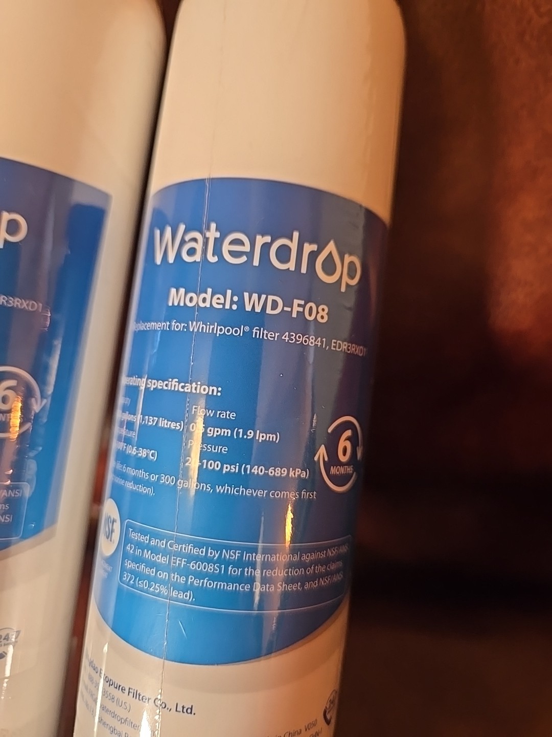 2 Pack of Genuine Waterdrop Filters Model WD-F08 | New Sealed