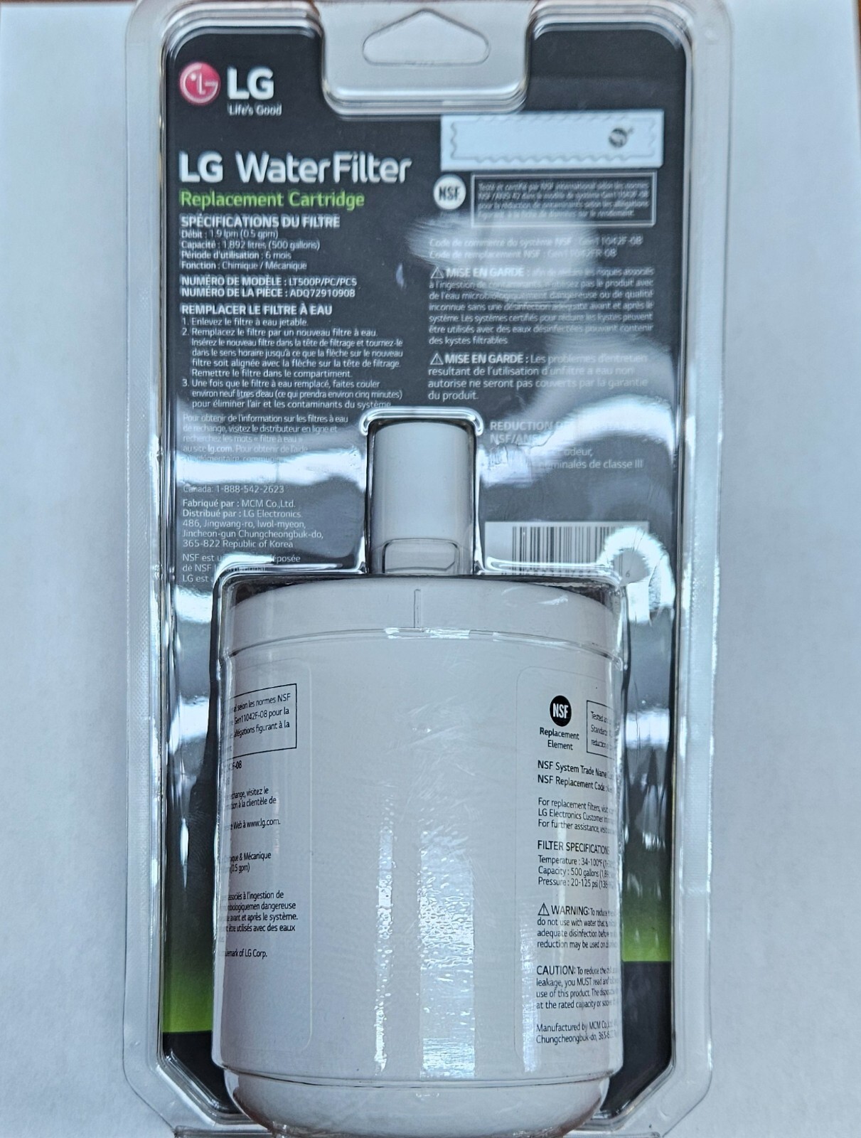 LG ADQ72910911 LT500P/PC/PCS Genuine Refrigerator Water Filter Gen11042F-08