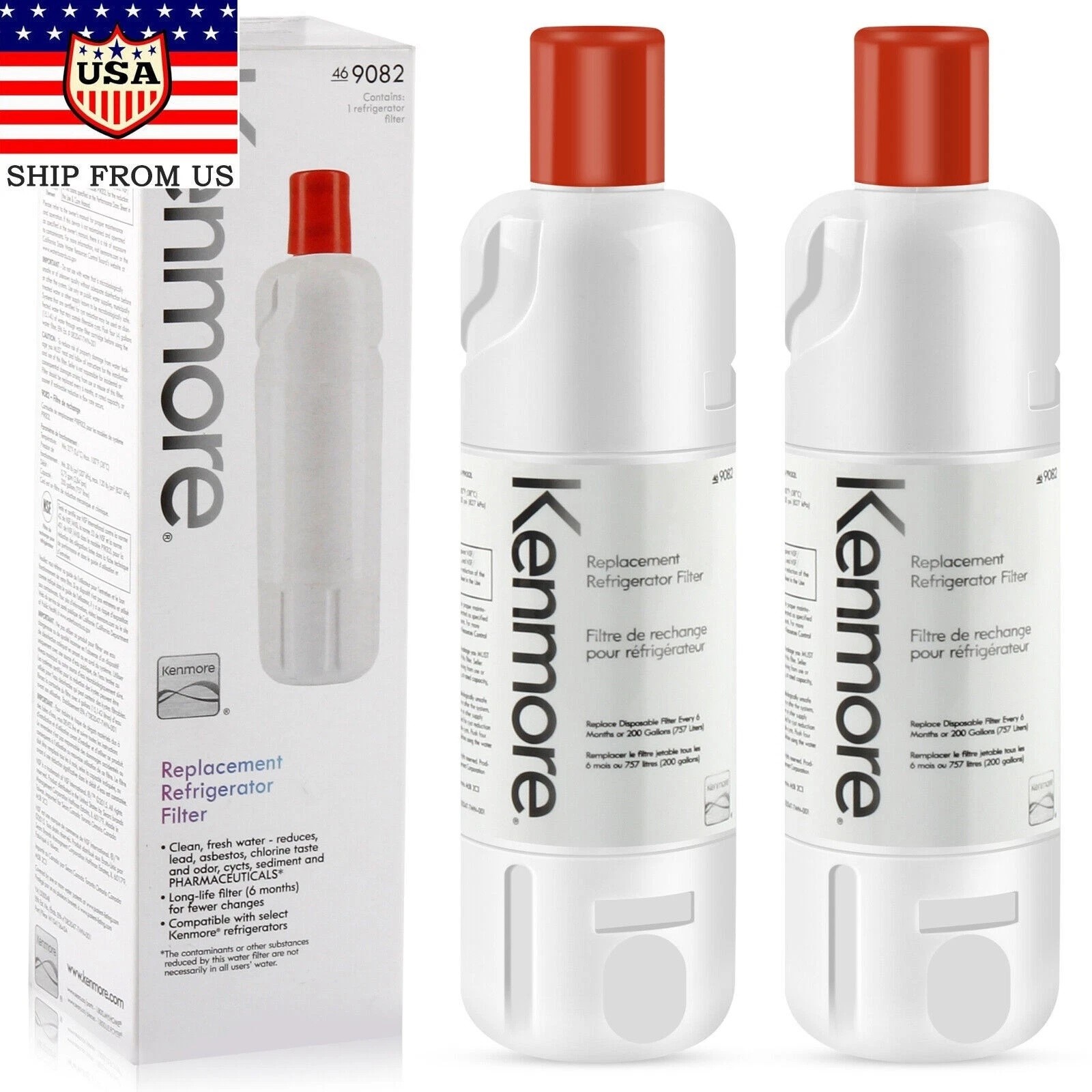 US STOCK 2 Pack Kenmore 9082 469082 Refrigerator Water Filter 46-9082 Sealed