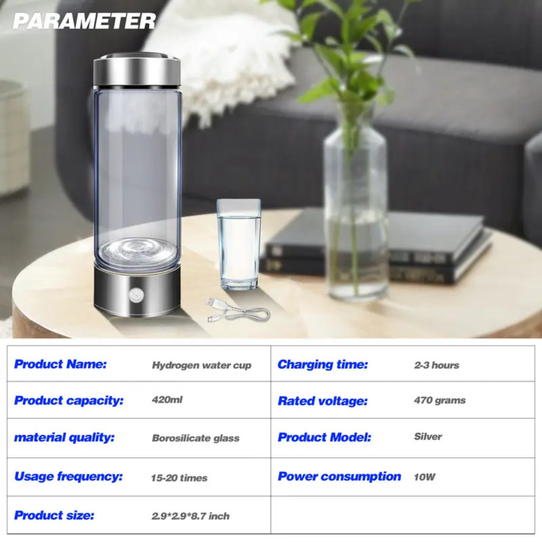 Hydrogen Rich Alkaline Water Ionizer Generator Bottle Cup Portable Mug 420ml USB