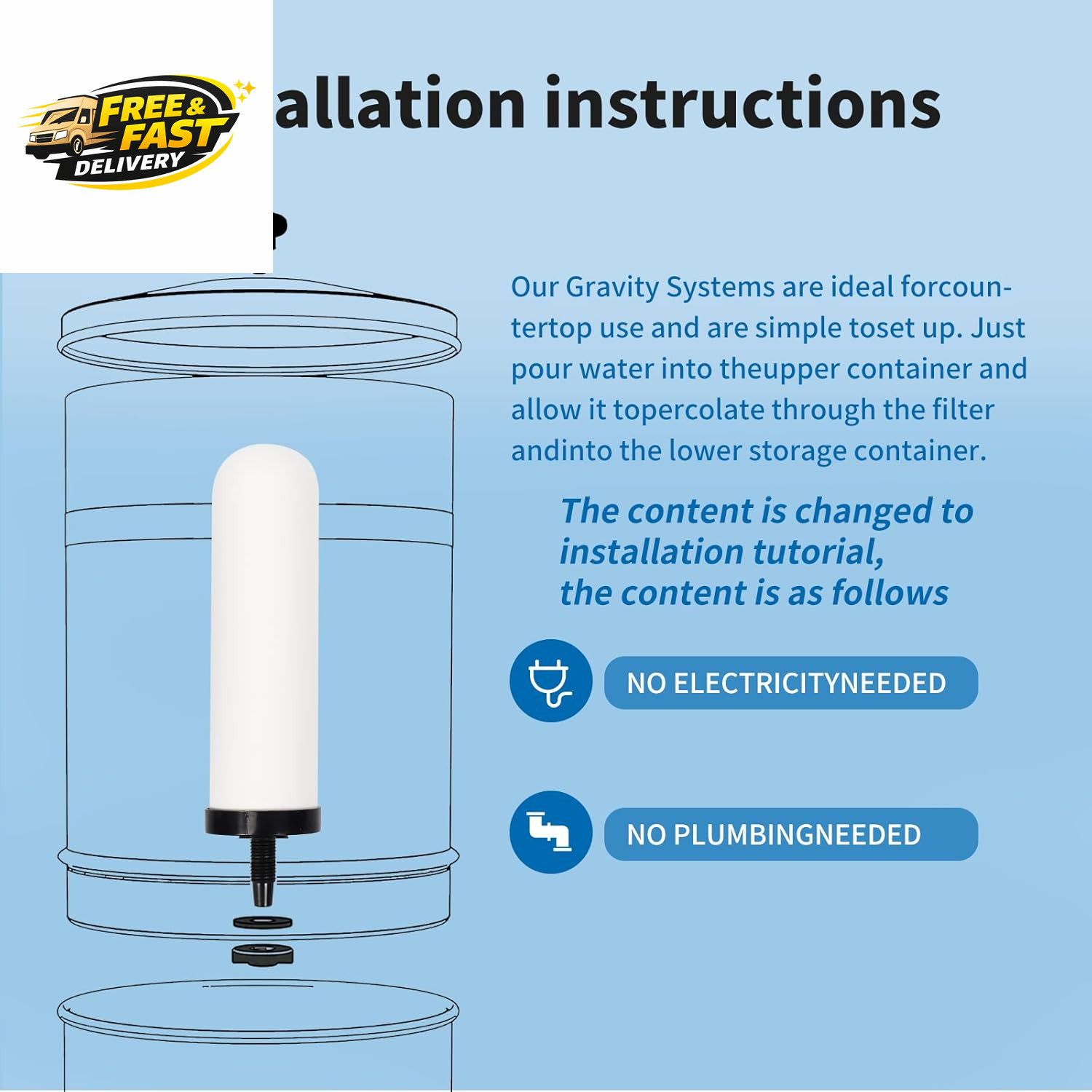 2 Pack 7» Ceramic Water Filter Candle,7 Inch Water Filter Replacement Filters w