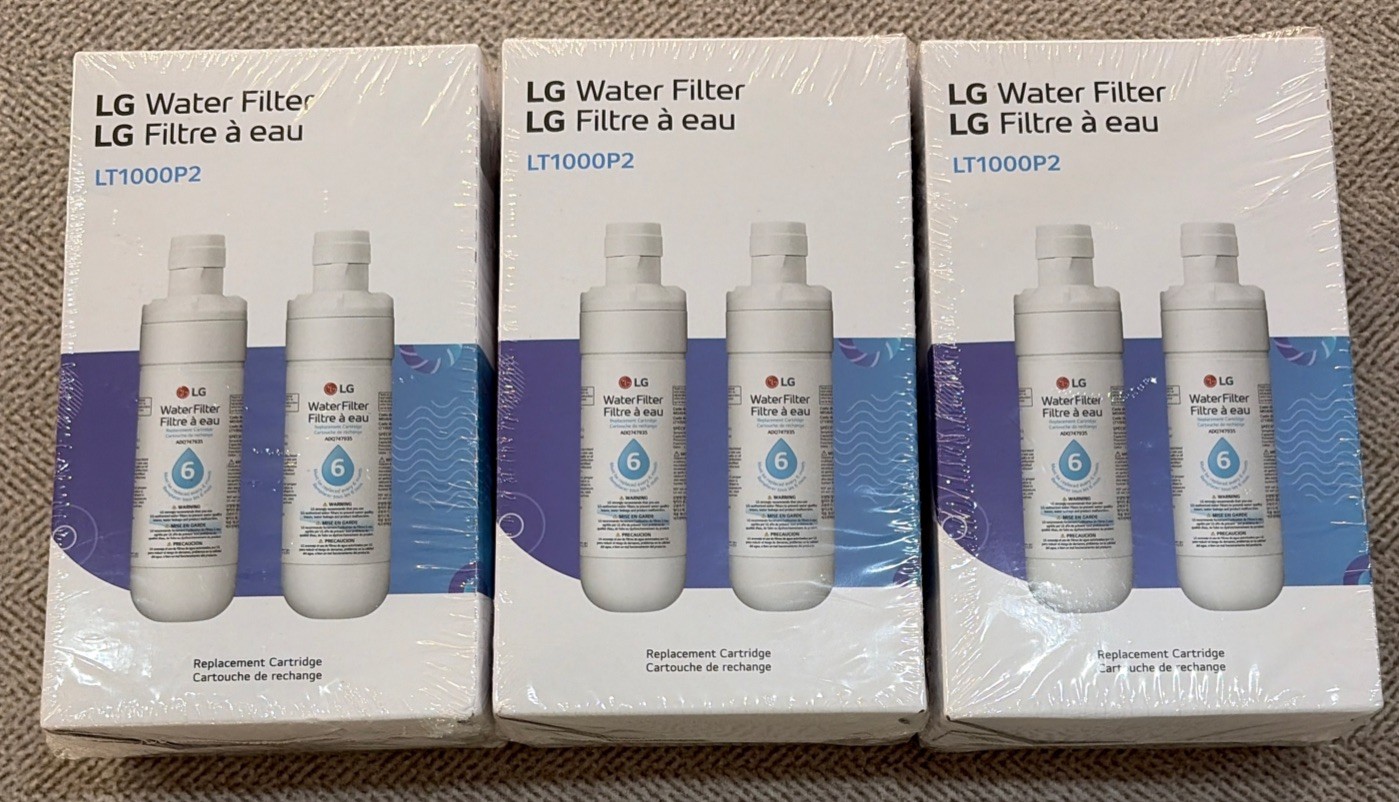 2 Pk X3 (6 Total) Genuine LG LT1000P2 Replacement Water Filters – New, Sealed