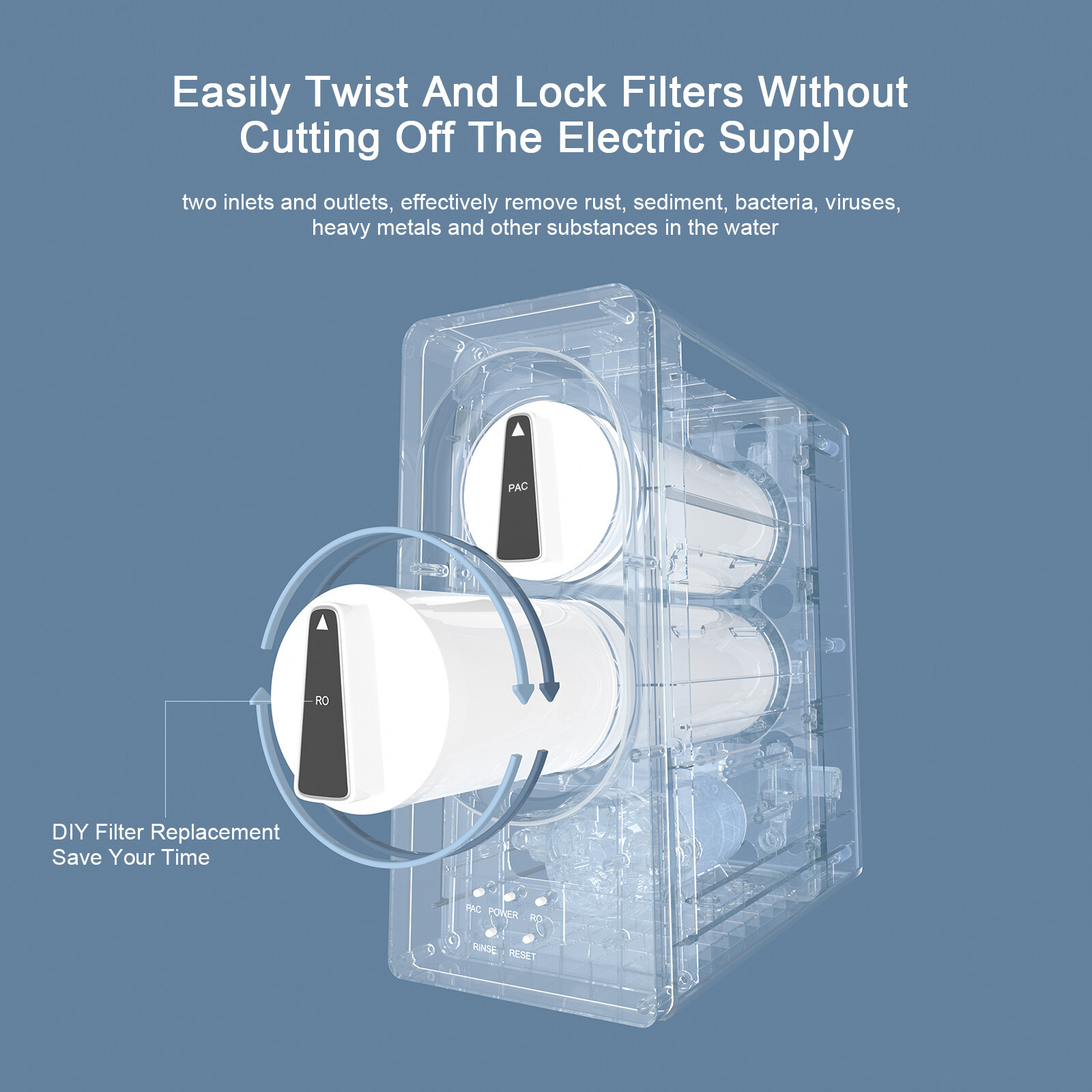 Tankless RO Reverse Osmosis Water Filtration System 600G,4-Stages Under Sink 2:1