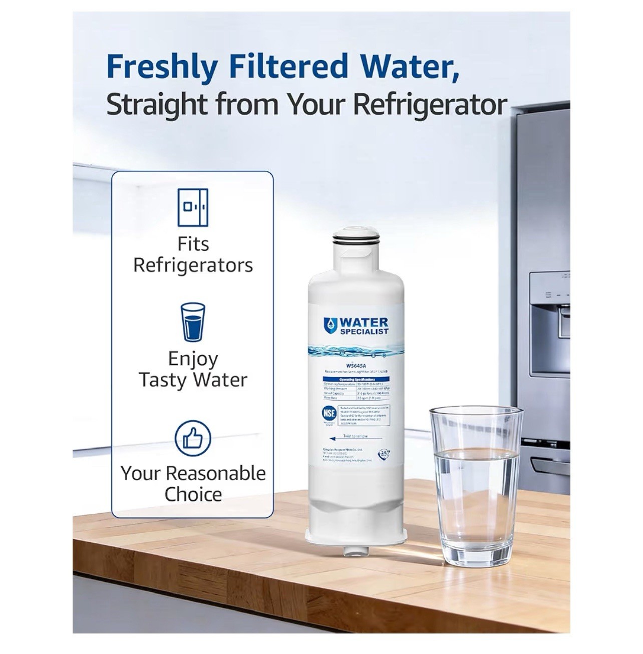Waterspecialist WS645A Water Filter for Samsung Refrigerator, 2 Pack