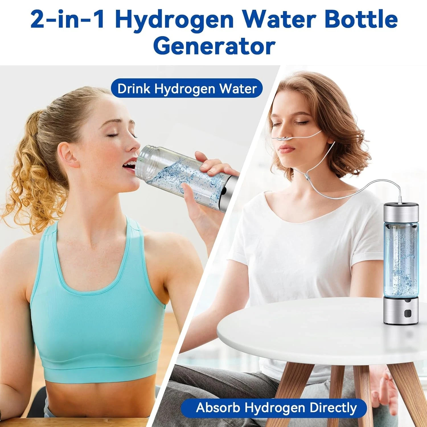 Hydrogen Water Bottle Generator, 2 in 1 Hydroh Hydrogen Water Bottle with SPE/PE