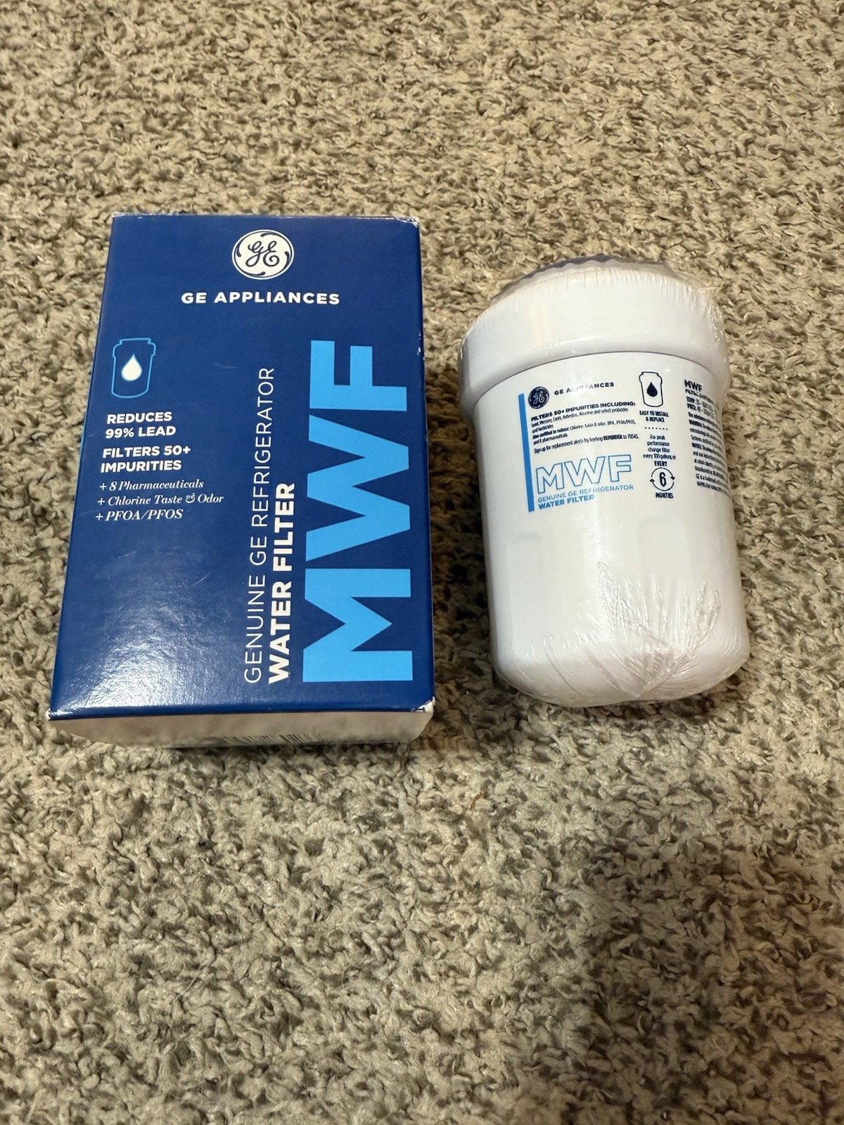 GE MWF Genuine Refrigerator Water Filter New Removes Lead Chlorine Taste & Odor