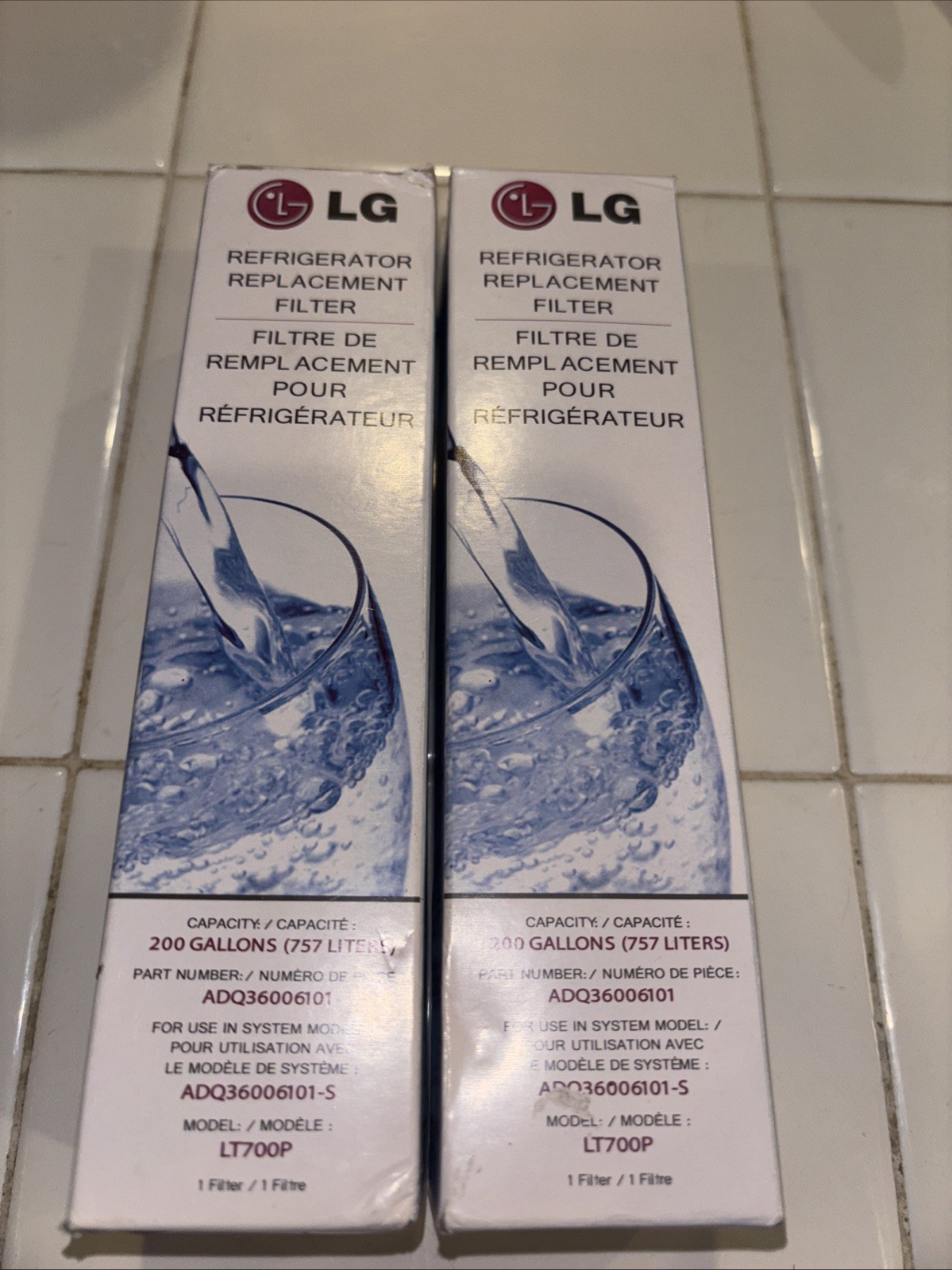 2 NEW LG LT700P Refrigerator Replacement Water Filters
