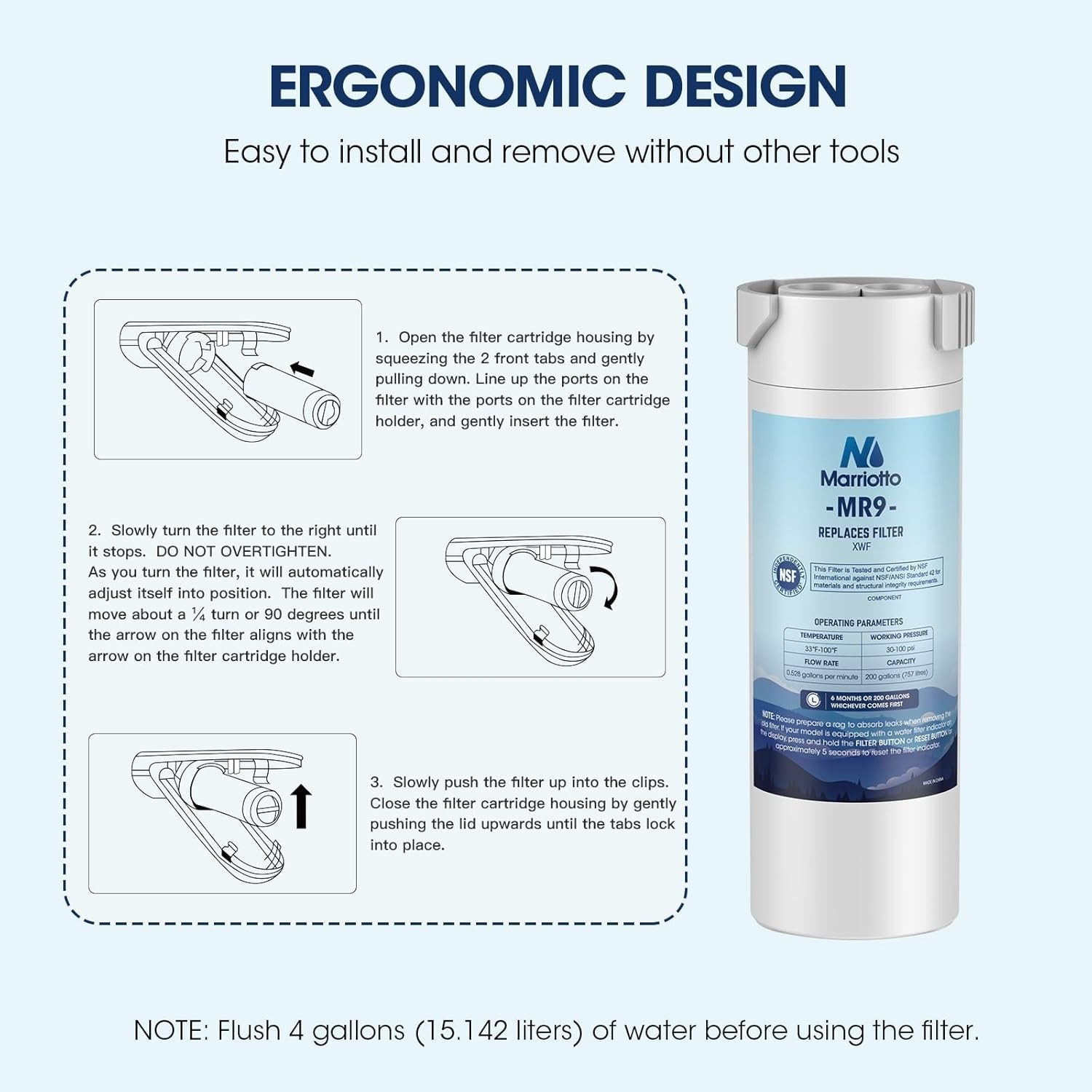2-Pack XWF Water Filters Compatible with GE French-Door Models – Lead & BPA Free