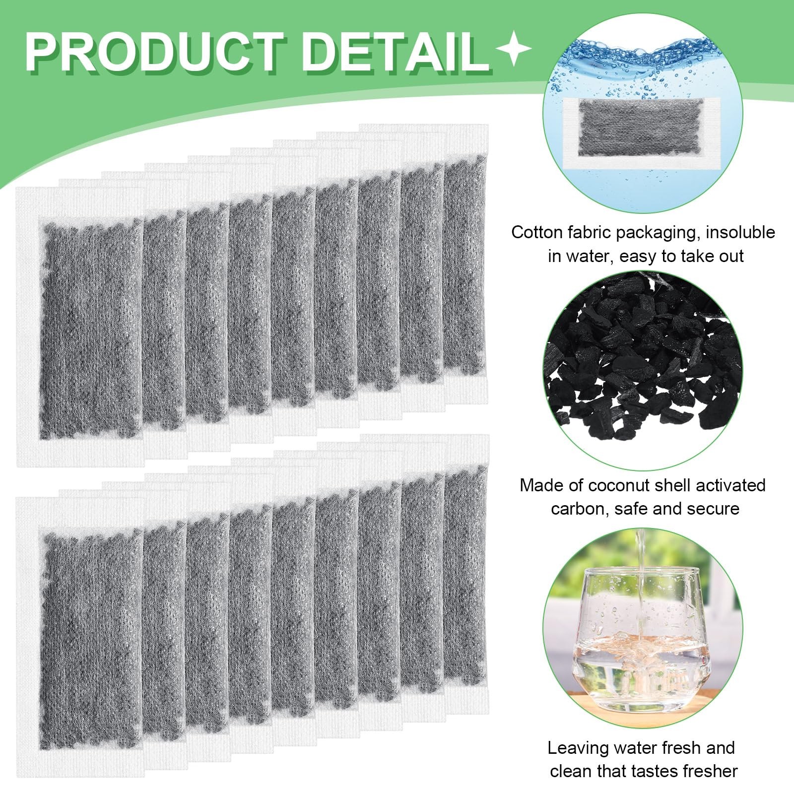 24 Packs Replacement Activated Charcoal 1.38 x 2.99 inches/ 3.5 x 7.6 cm