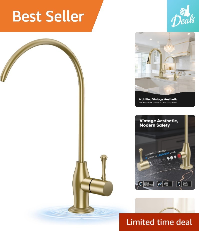 Antique Design Gold Kitchen Faucet: Leak-Resistant Lead-Free Water Filter
