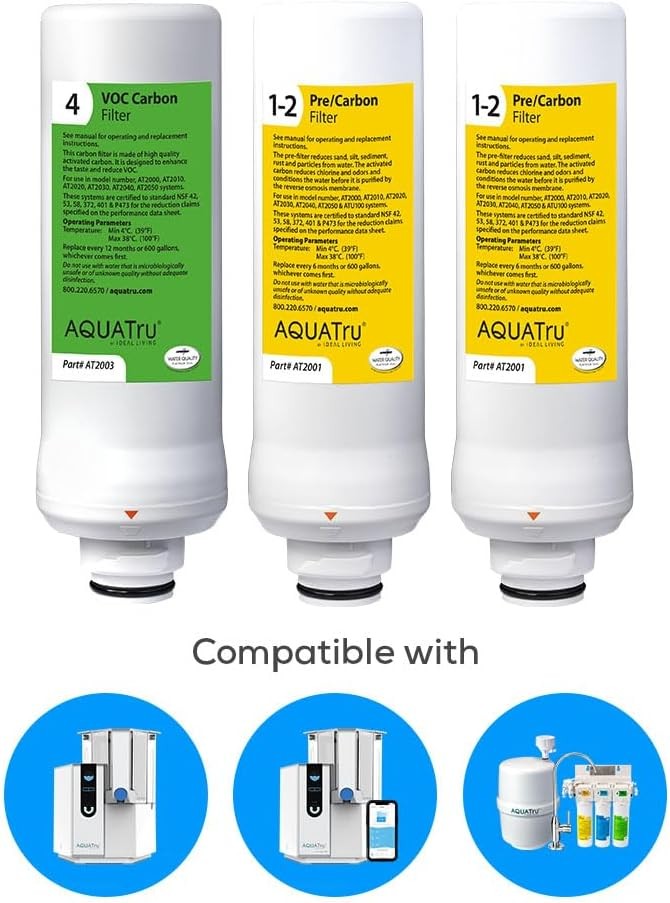 AquaTru One-Year Classic Filter Combo Pack – Includes 1 Pre/Carbon Filter Stages