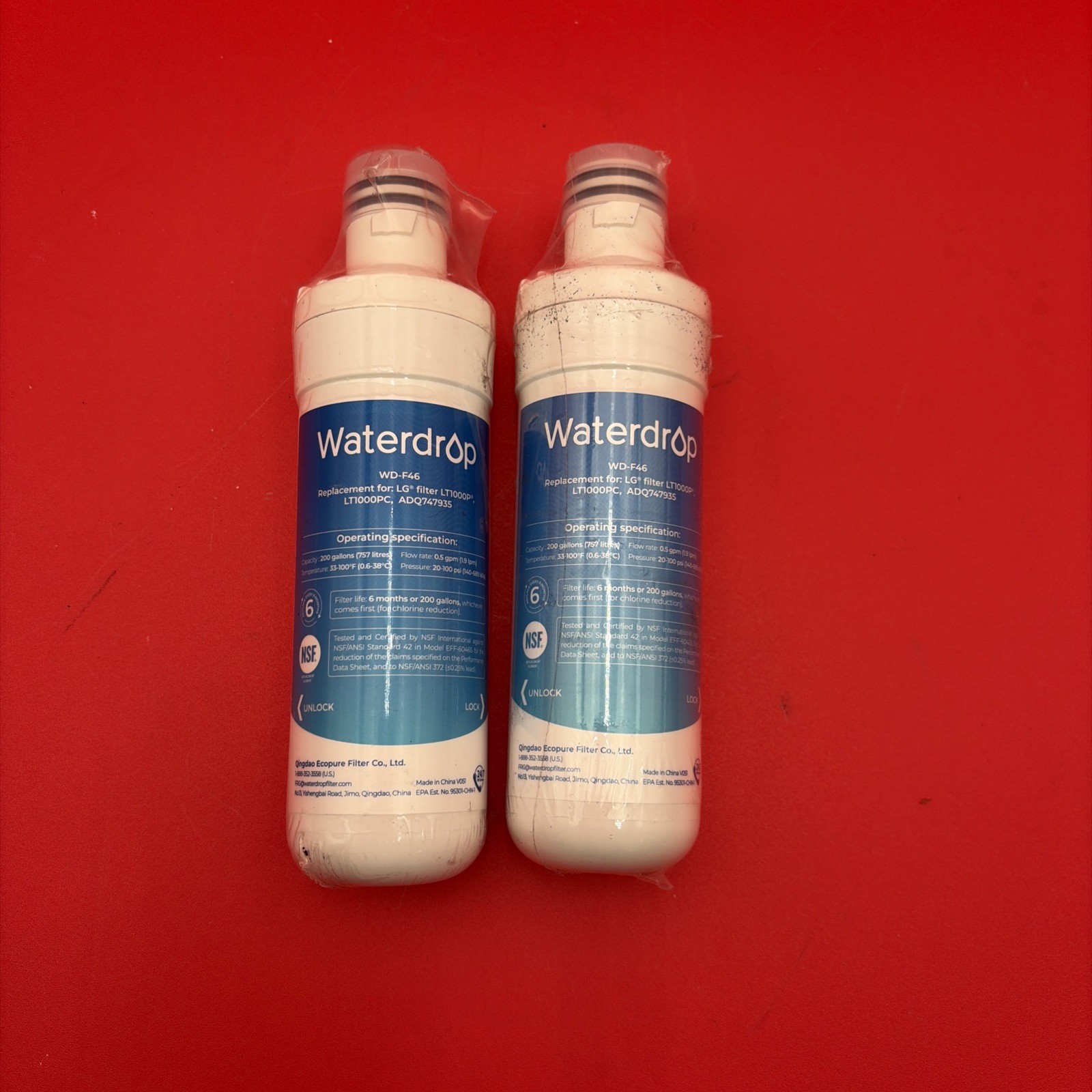 NEW 2 pack Waterdrop Replacement Filter For LG Model: WD-F46 Sealed