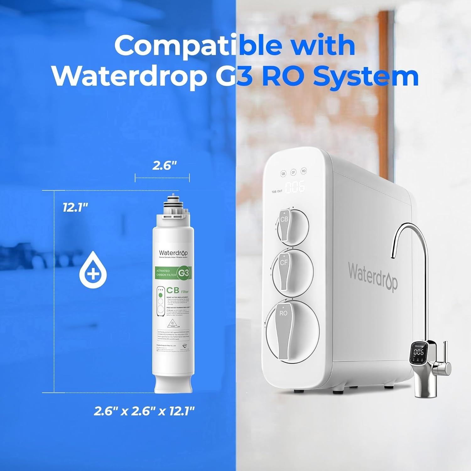 Waterdrop WD-G3P600-W Replacement Filter, WD-G3-N1CF, WD-G3-N3CB, WD-G3P600-RO