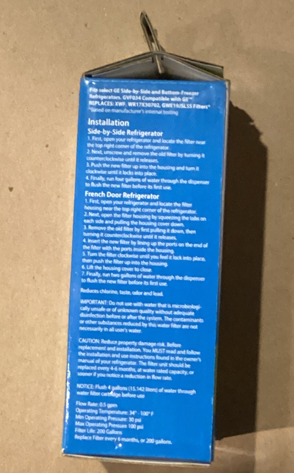 Great Value Refrigerator Filter Model GVF034 fits GE Side By Side Or French Door