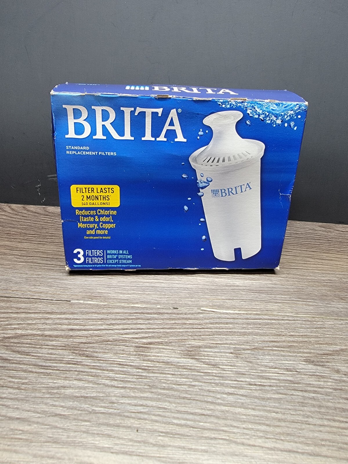 Genuine BRITA Pitcher Replacement Water Filter 3 Pack Activated Carbon 40 Gal ea