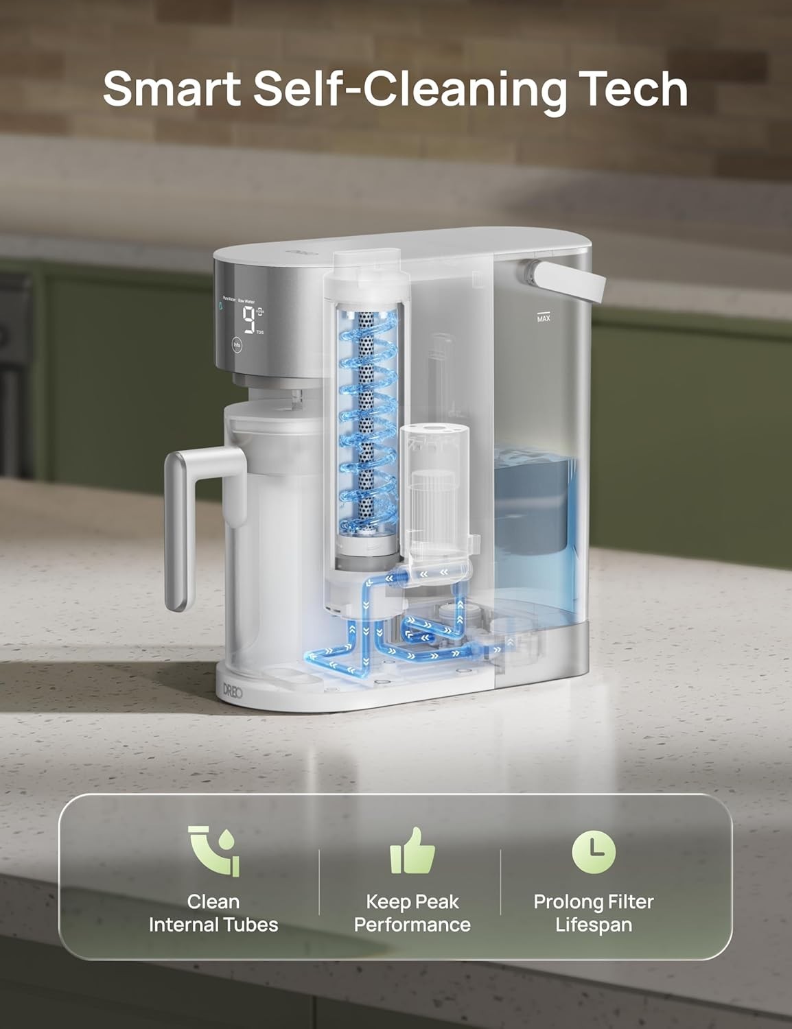 Reverse Osmosis Water Filter Countertop, RO Filtration System, 3:1 Pure to Drain